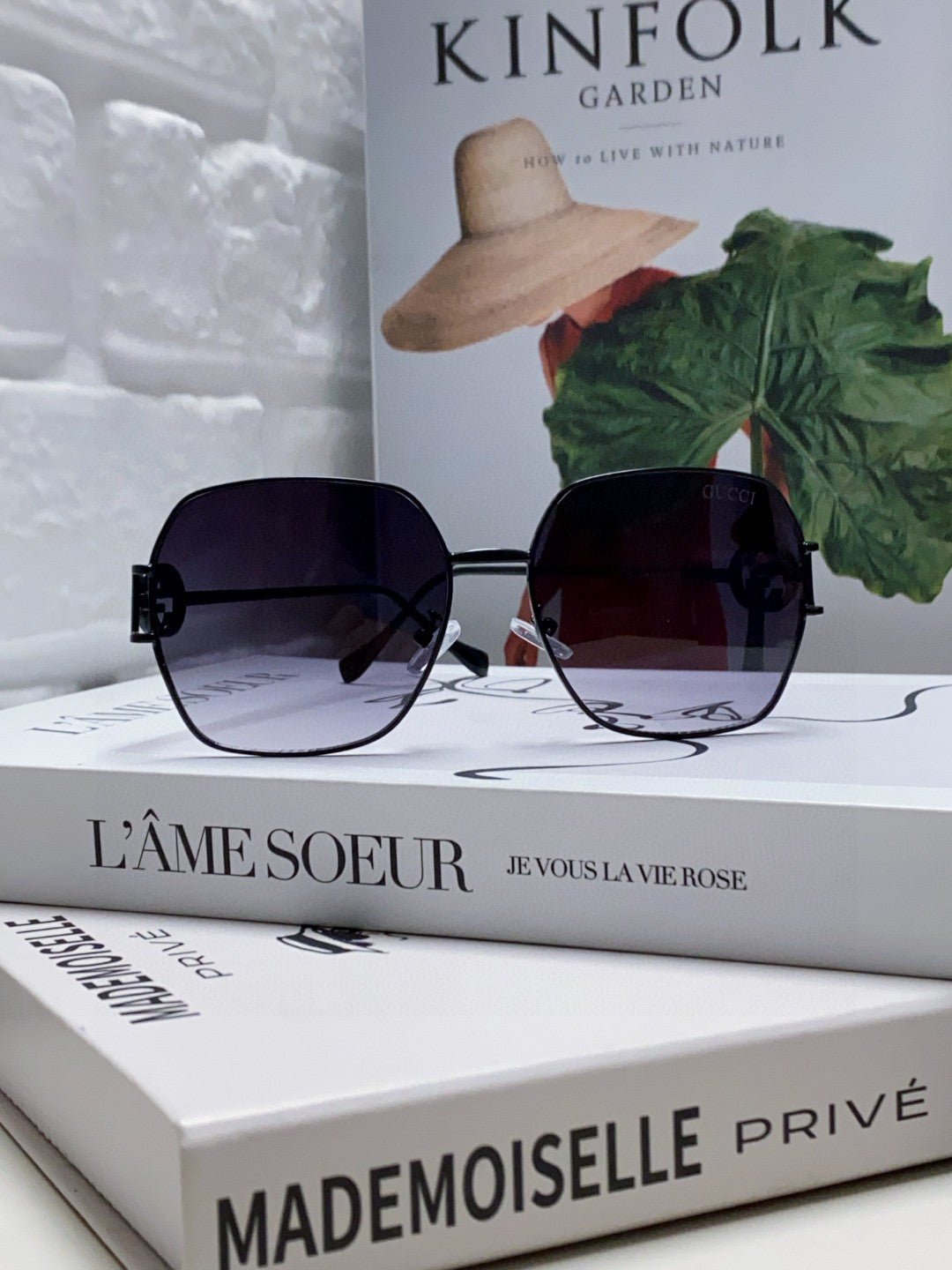 GUCCI Gold Chain Metal Square Shades - Image 16