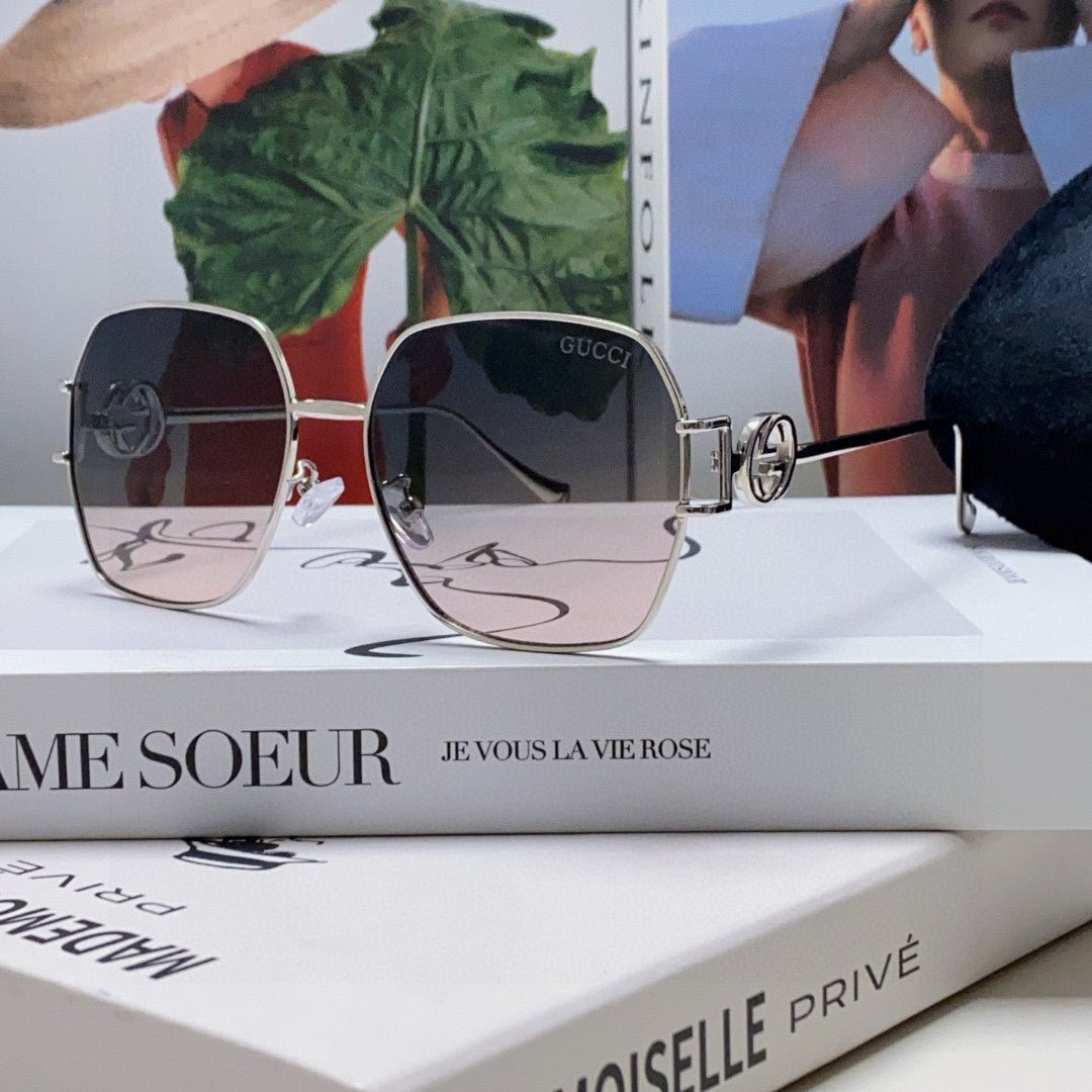 GUCCI Gold Chain Metal Square Shades - Image 4