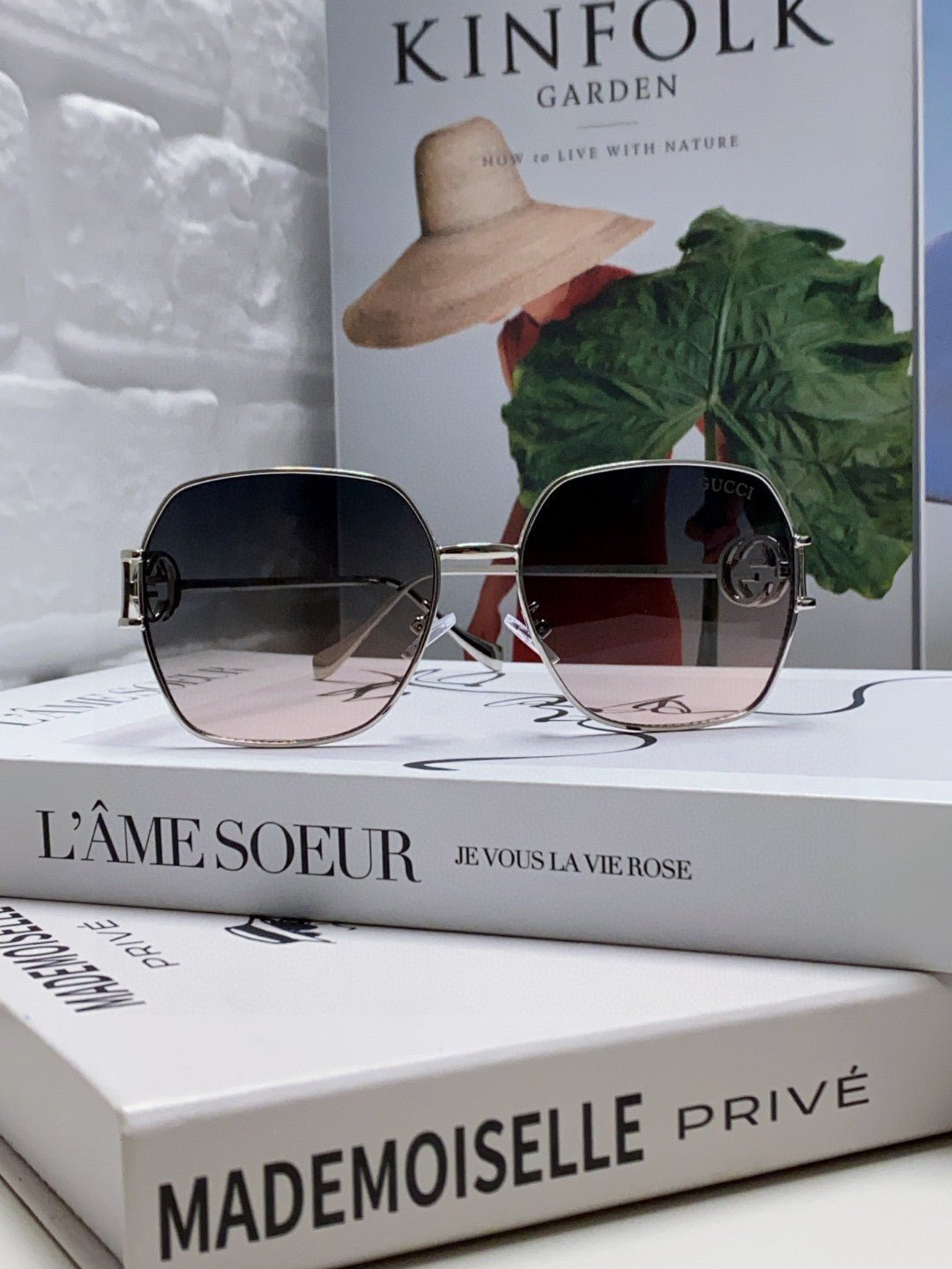 GUCCI Gold Chain Metal Square Shades - Image 6