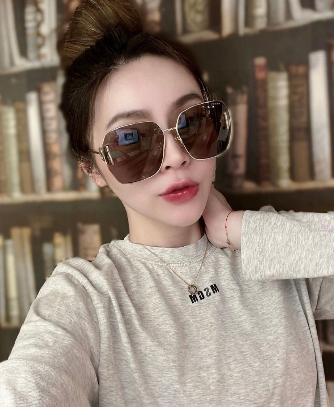 GUCCI Gold Chain Metal Square Shades - Image 13