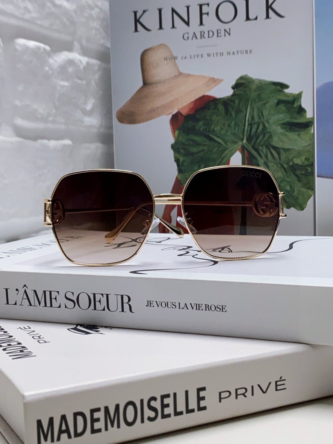 GUCCI Gold Chain Metal Square Shades - Image 18