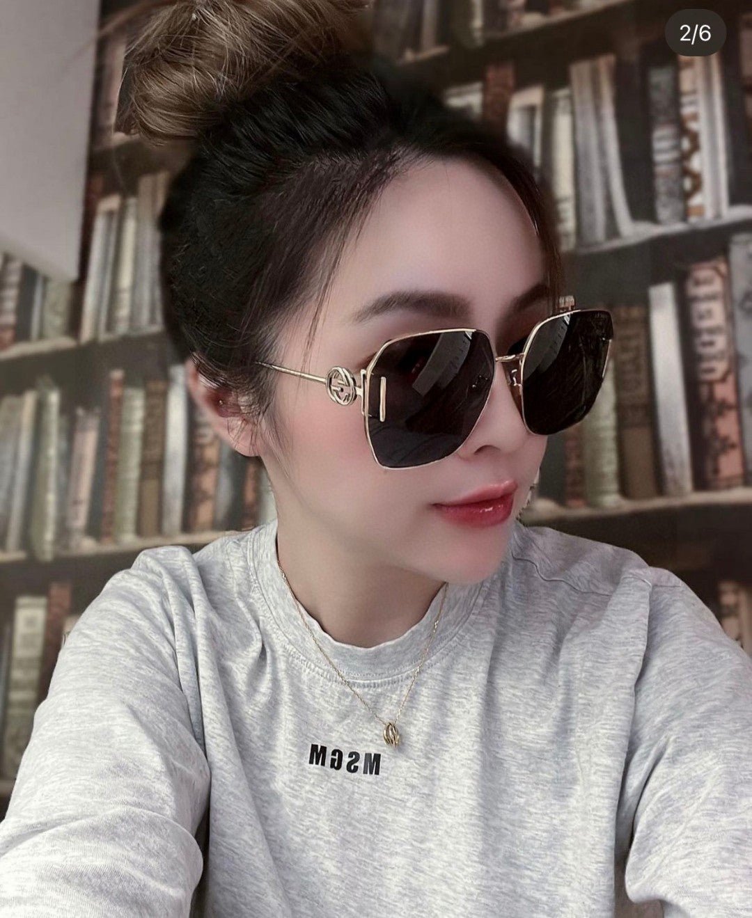 GUCCI Gold Chain Metal Square Shades - Image 12