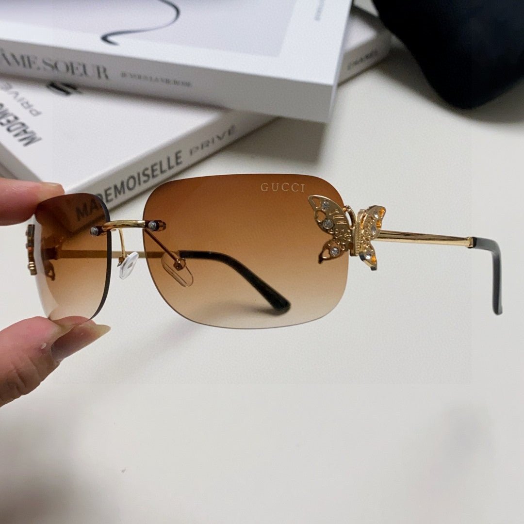 Gucci Butterfly Rimless Sunglasses