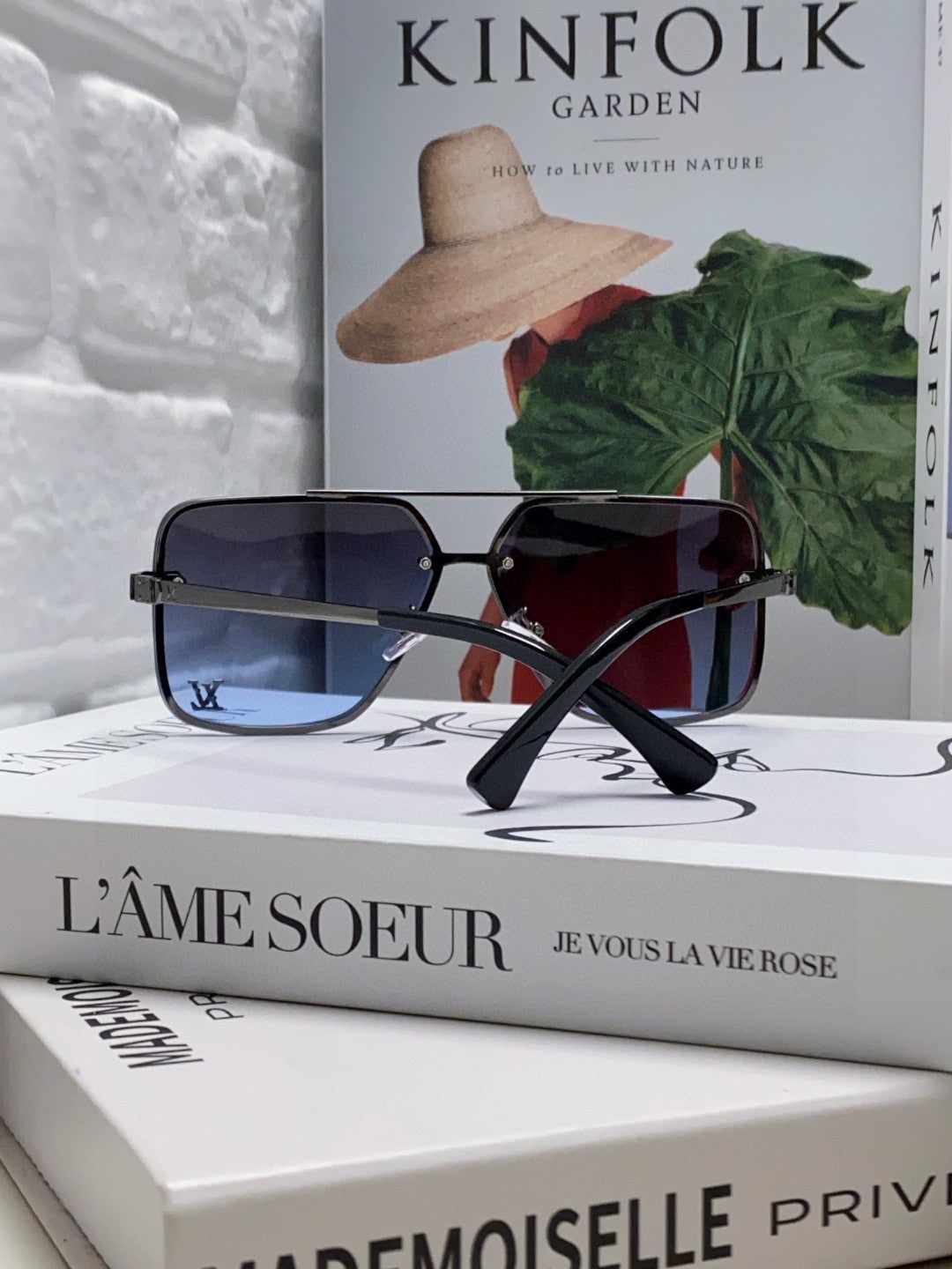 LV Gunmetal Metal Double Bridge Square Sunglasses - Image 4