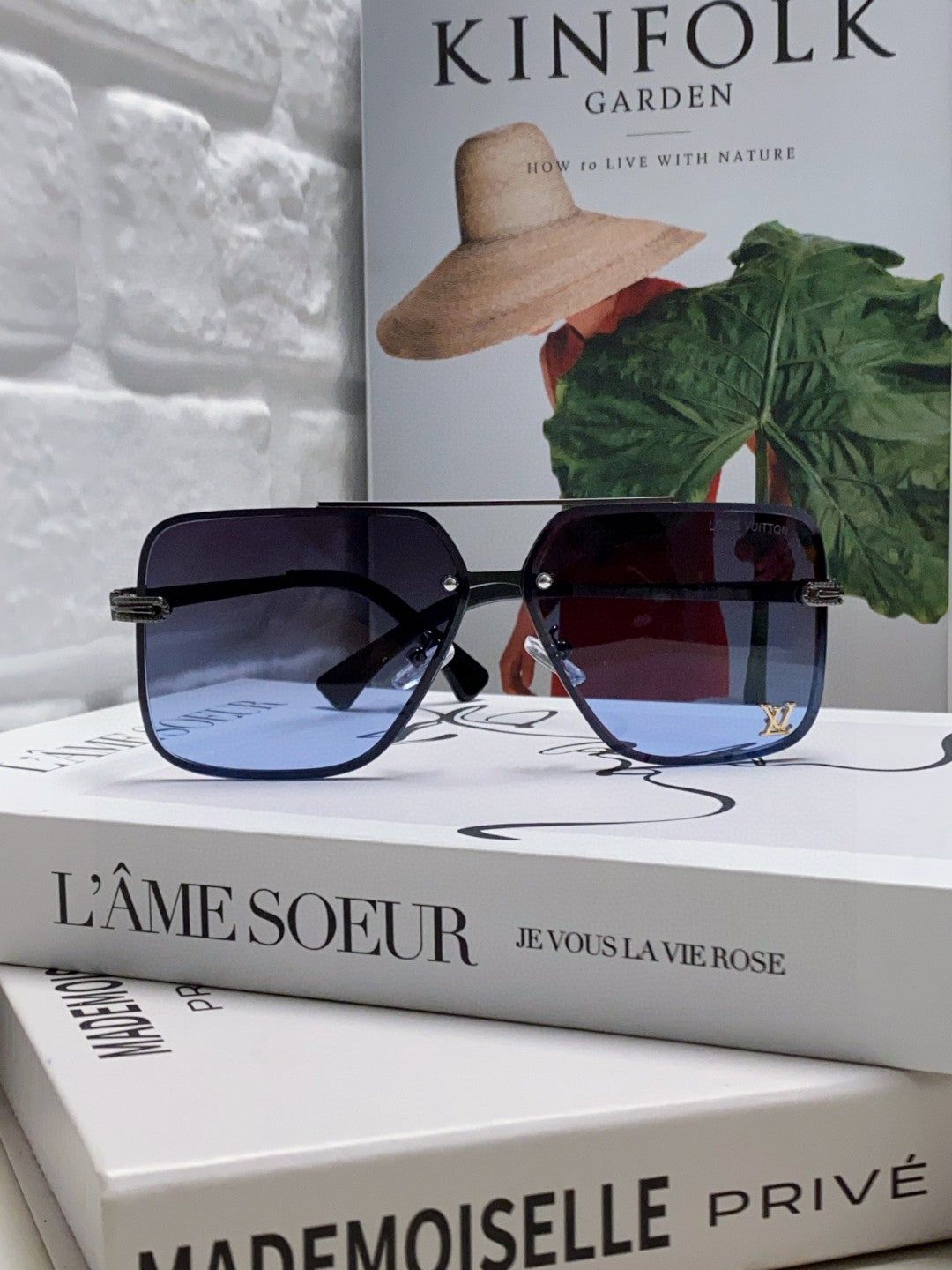 LV Gunmetal Metal Double Bridge Square Sunglasses - Image 6