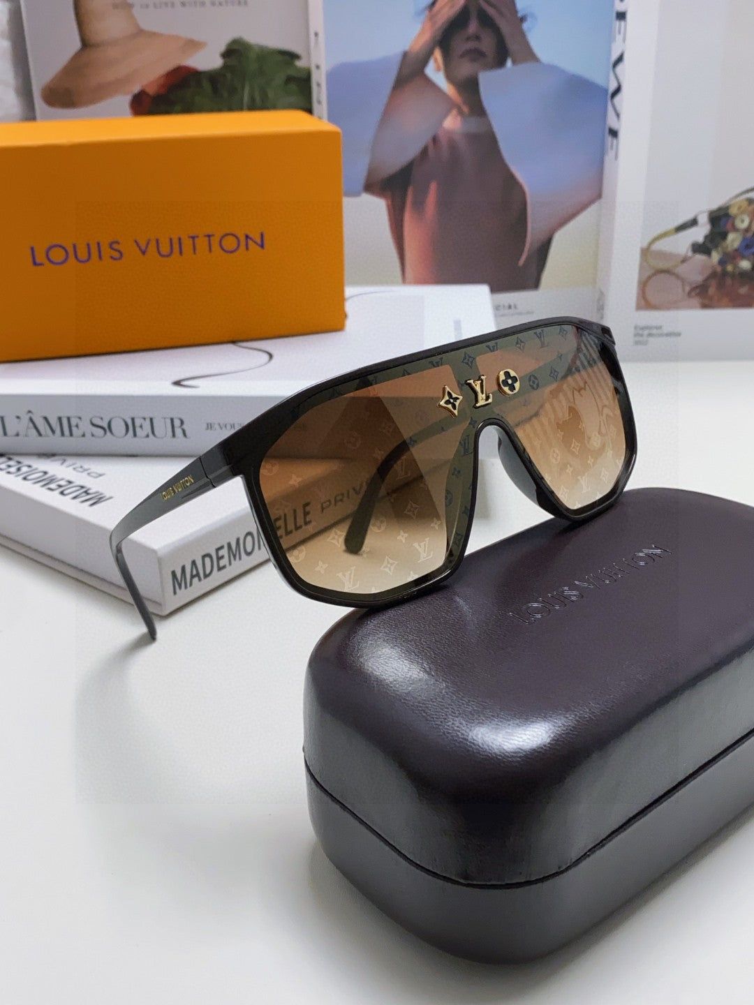 LV Full Monogram Shield Visor Sunglasses - Image 8