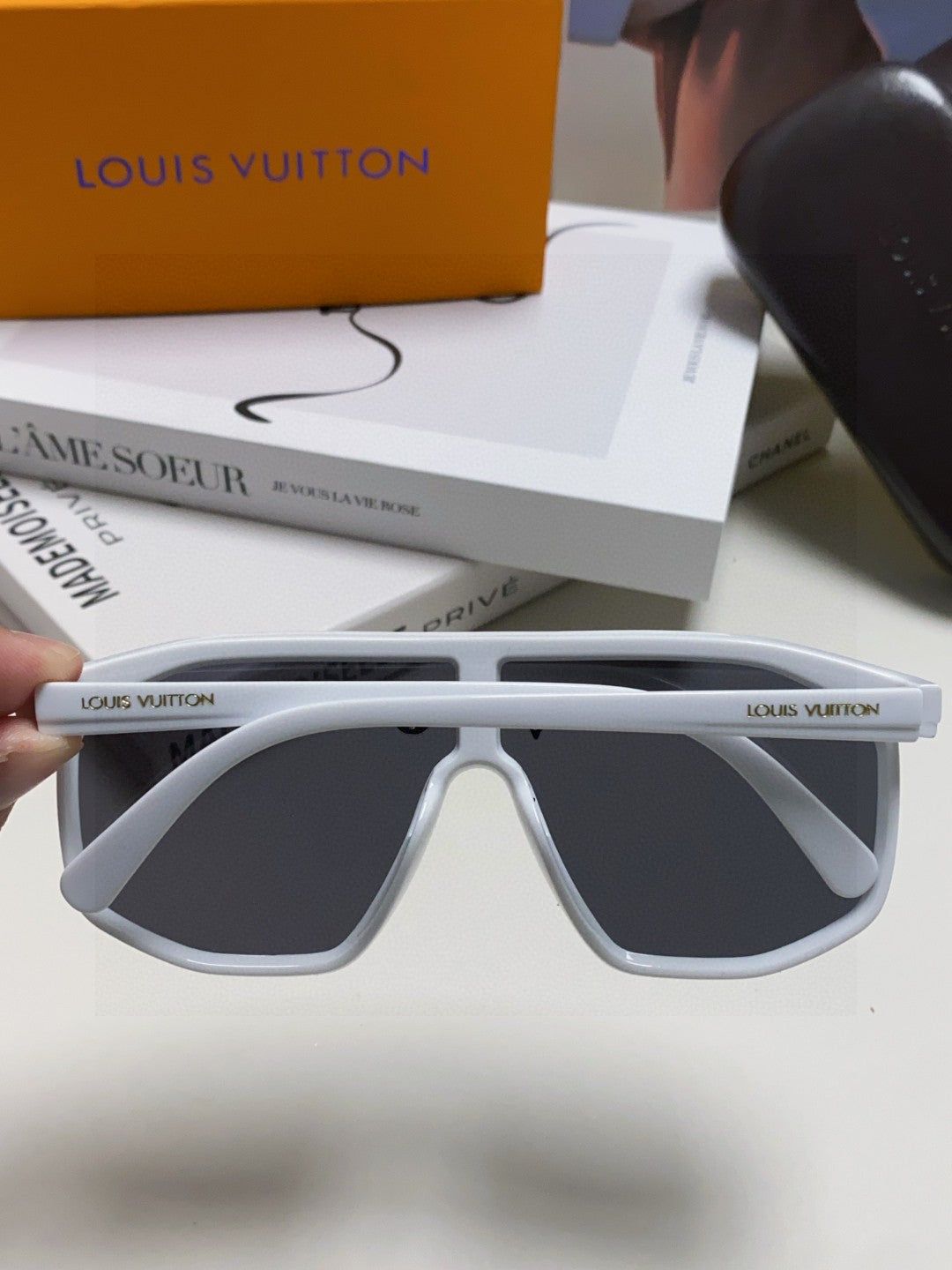 LV White Shield Monogram Sunglasses - Image 5