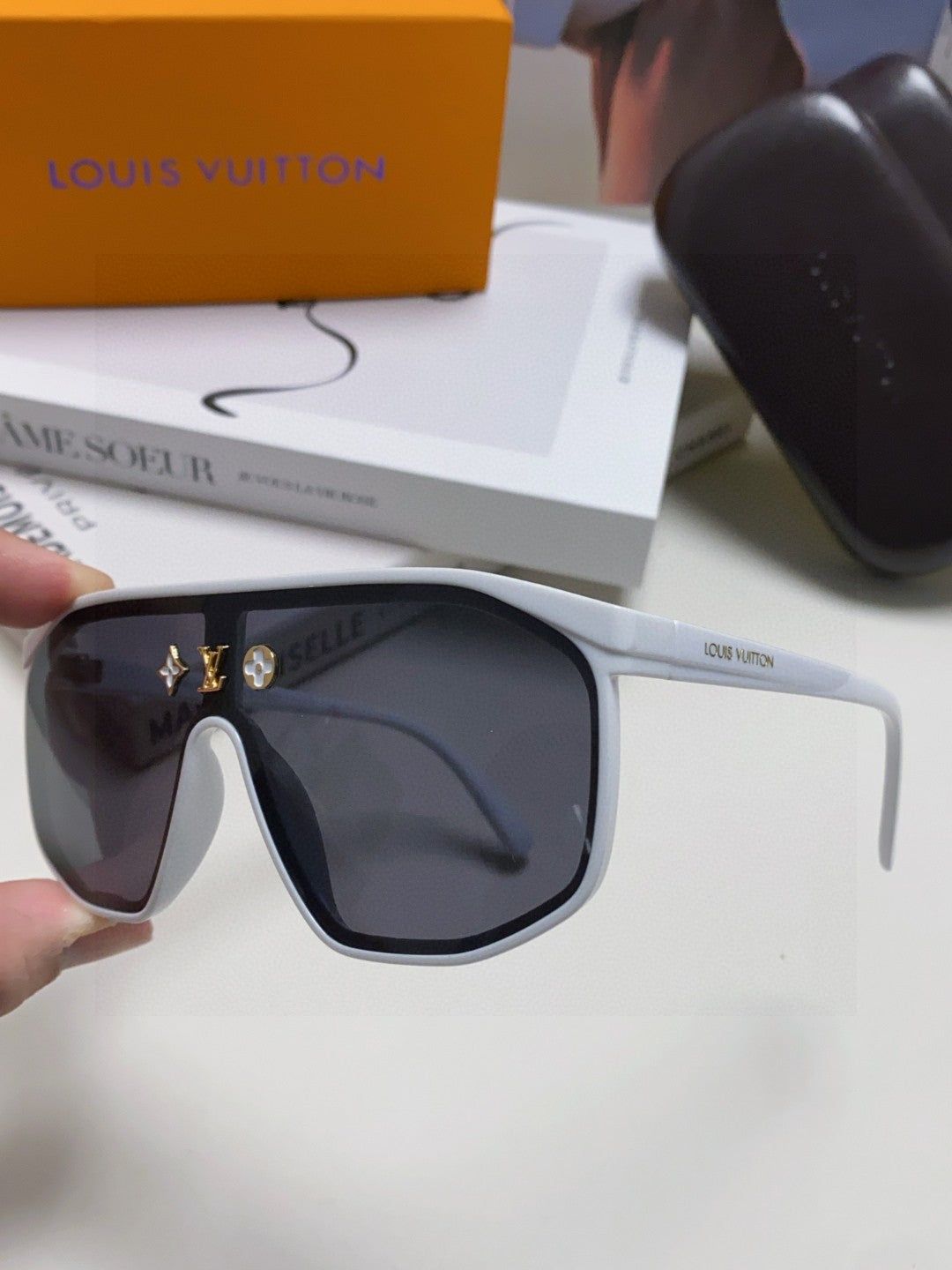 LV White Shield Monogram Sunglasses - Image 6