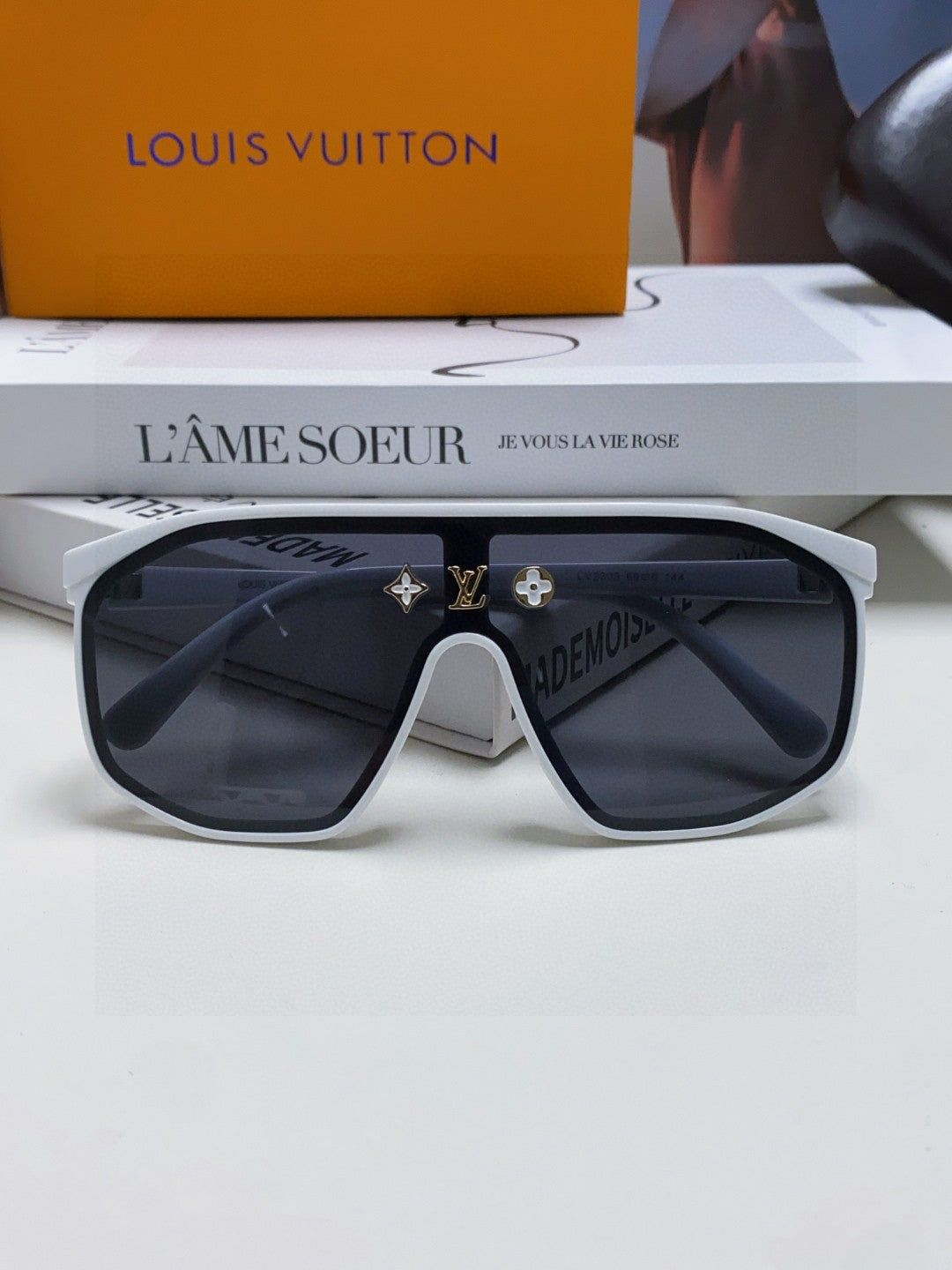 LV White Shield Monogram Sunglasses - Image 7