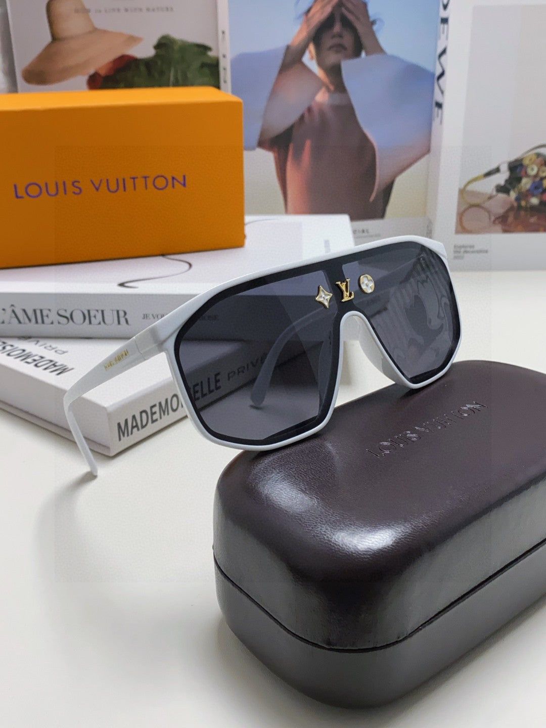 LV White Shield Monogram Sunglasses - Image 8