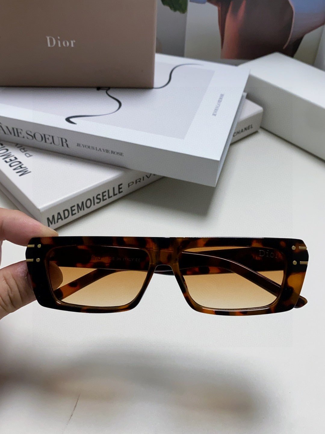 Dior Tortoise Acetate Square Brown Sunglasses - Image 5
