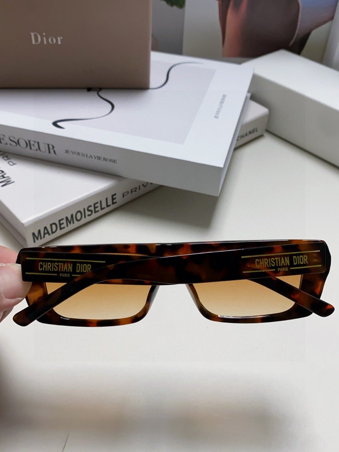 Dior Tortoise Acetate Square Brown Sunglasses - Image 6