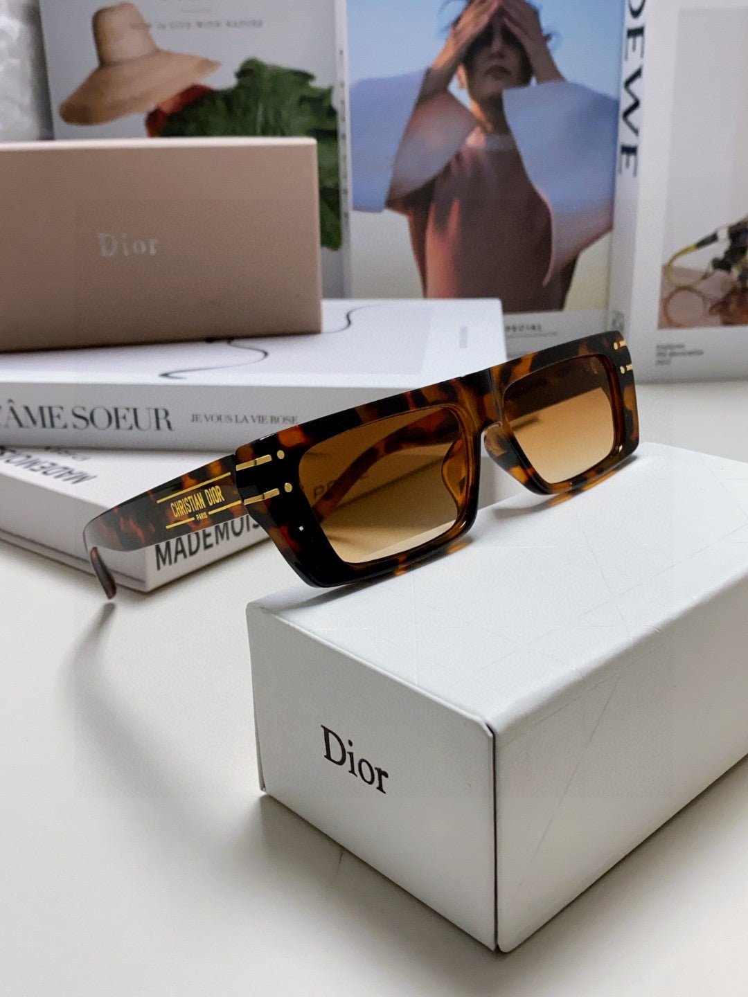 Dior Tortoise Acetate Square Brown Sunglasses - Image 9