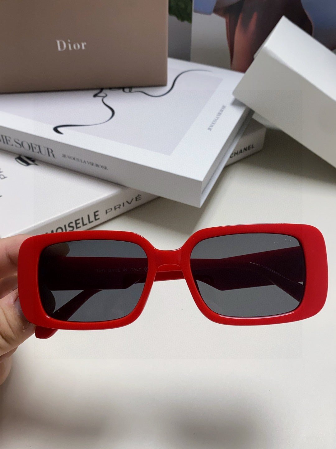 Alternative view of DIOR MONTAIGNE SUNGLASS 571592 IN RED ACETATE TEXT LOGO