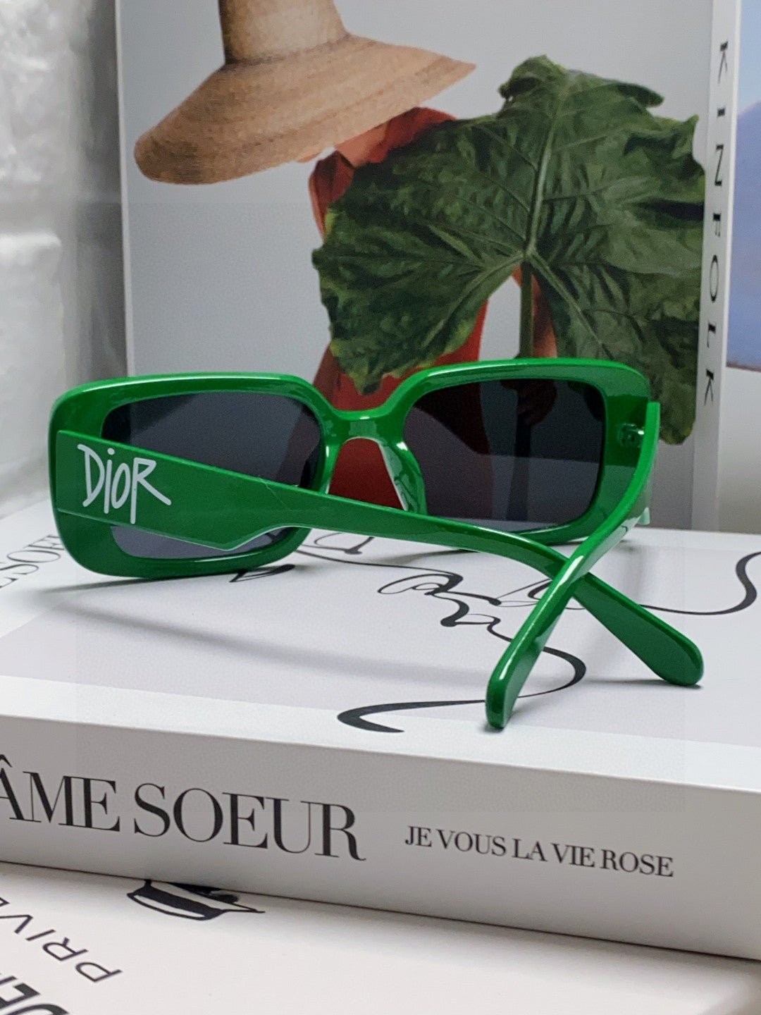 Dior Green Acetate Square Smoke Sunglasses - Image 5