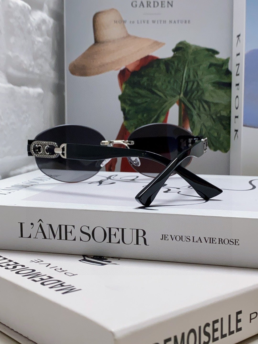 CELINE Black Rimless Oval Sunglasses - Image 3
