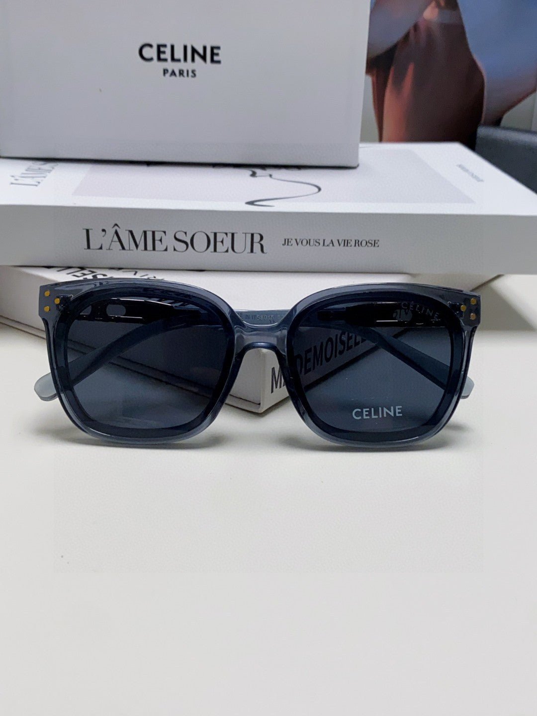 CELINE Transparent Blue Square Shades - Image 6