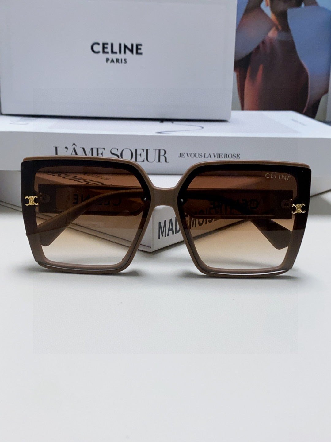 CELINE Khaki Gradient Square Shades - Image 6