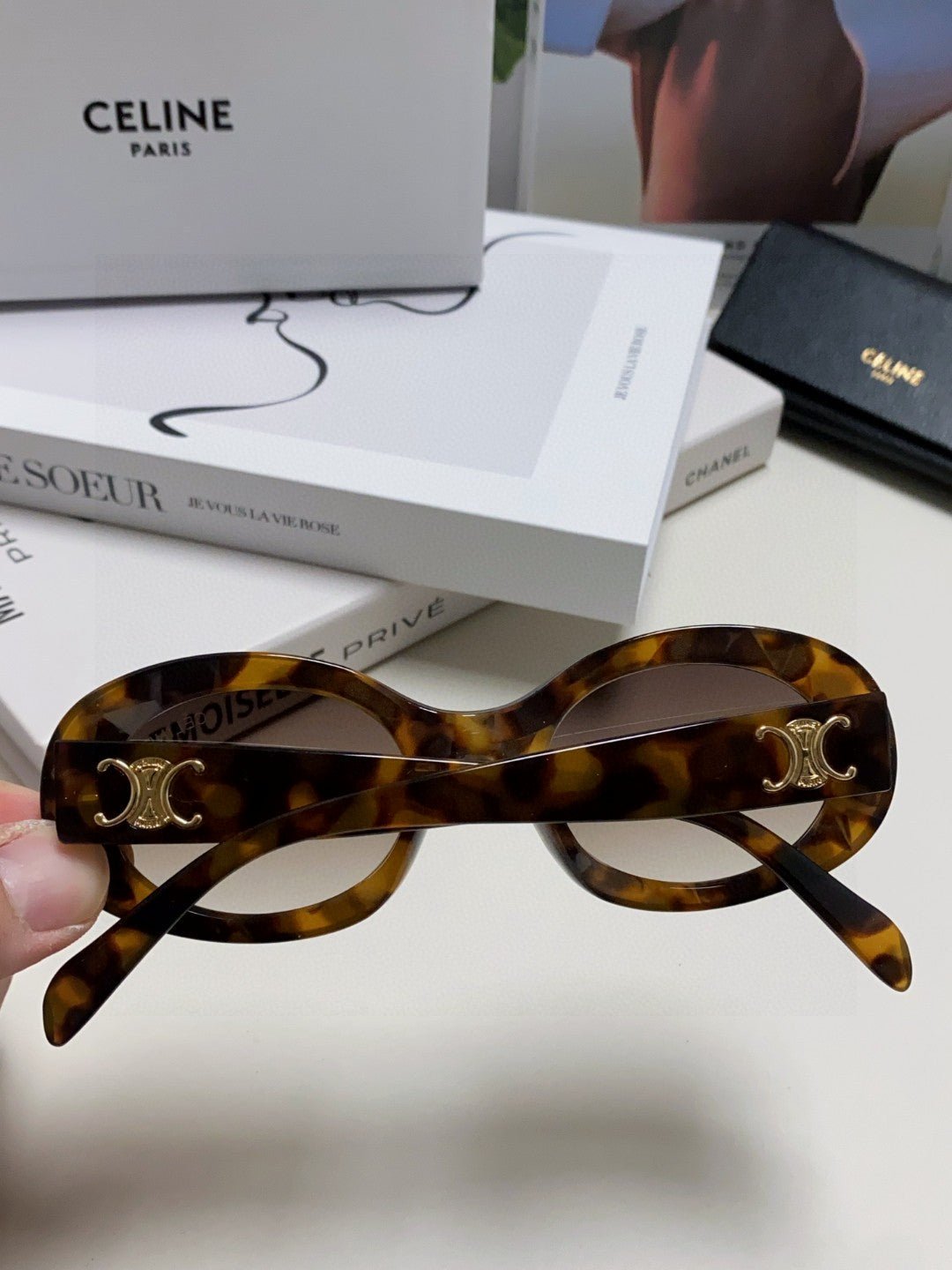 CELINE Black Oval Triomphe Shades - Image 7