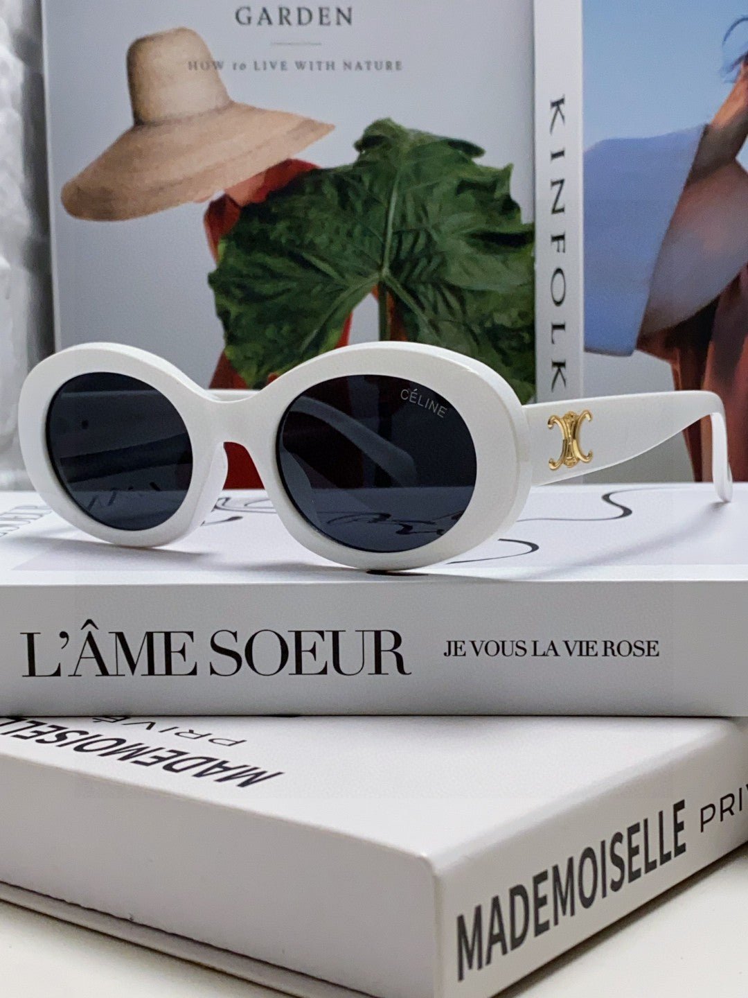 CELINE Black Oval Triomphe Shades - Image 9