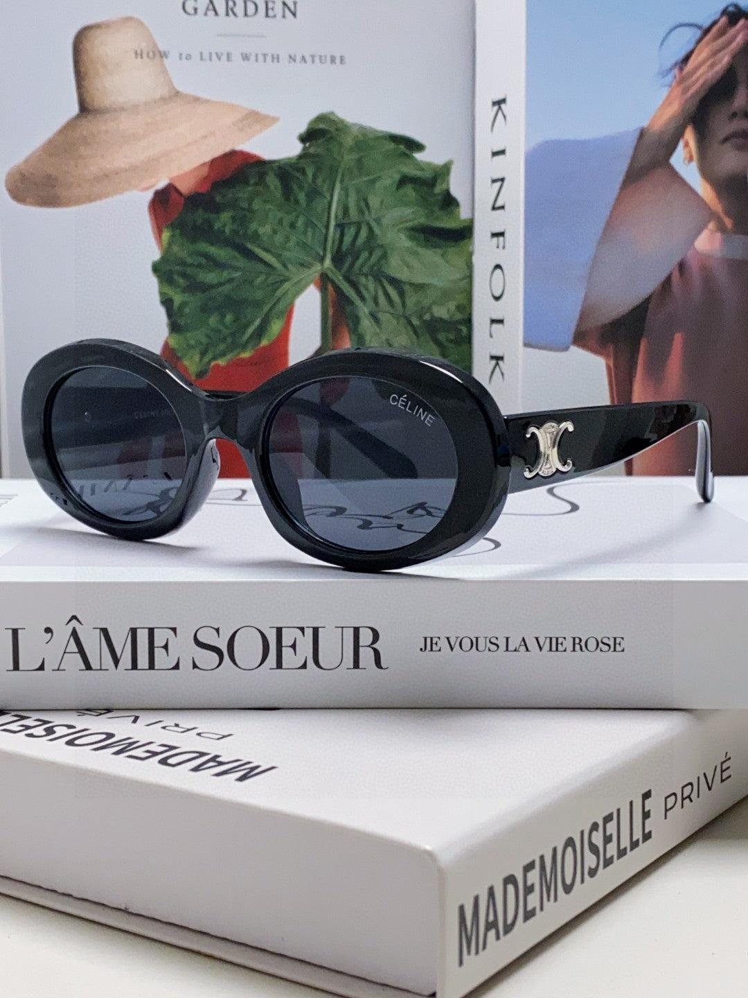 CELINE Black Oval Triomphe Shades - Image 12