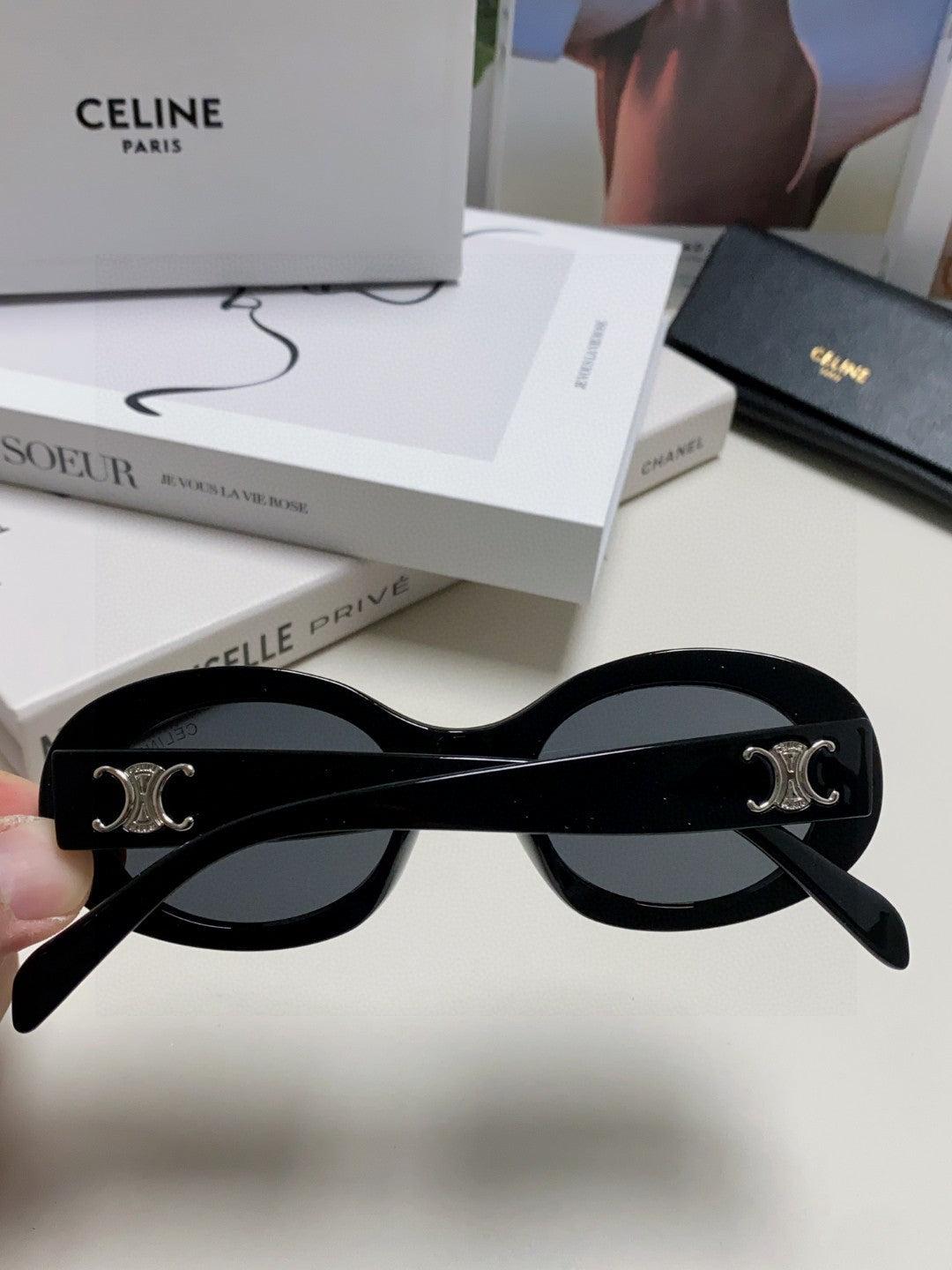 CELINE Black Oval Triomphe Shades - Image 13