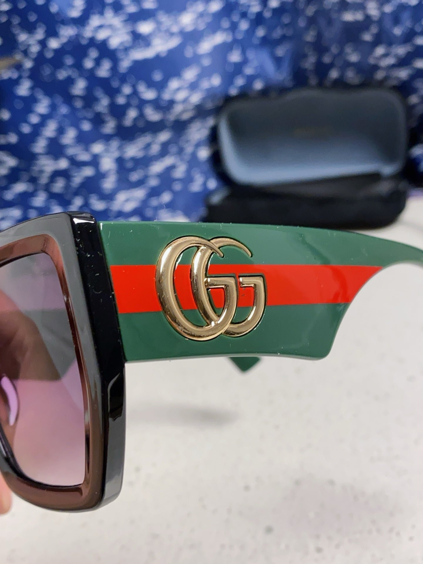 GUCCI Green GG Square Sunglasses - Image 8