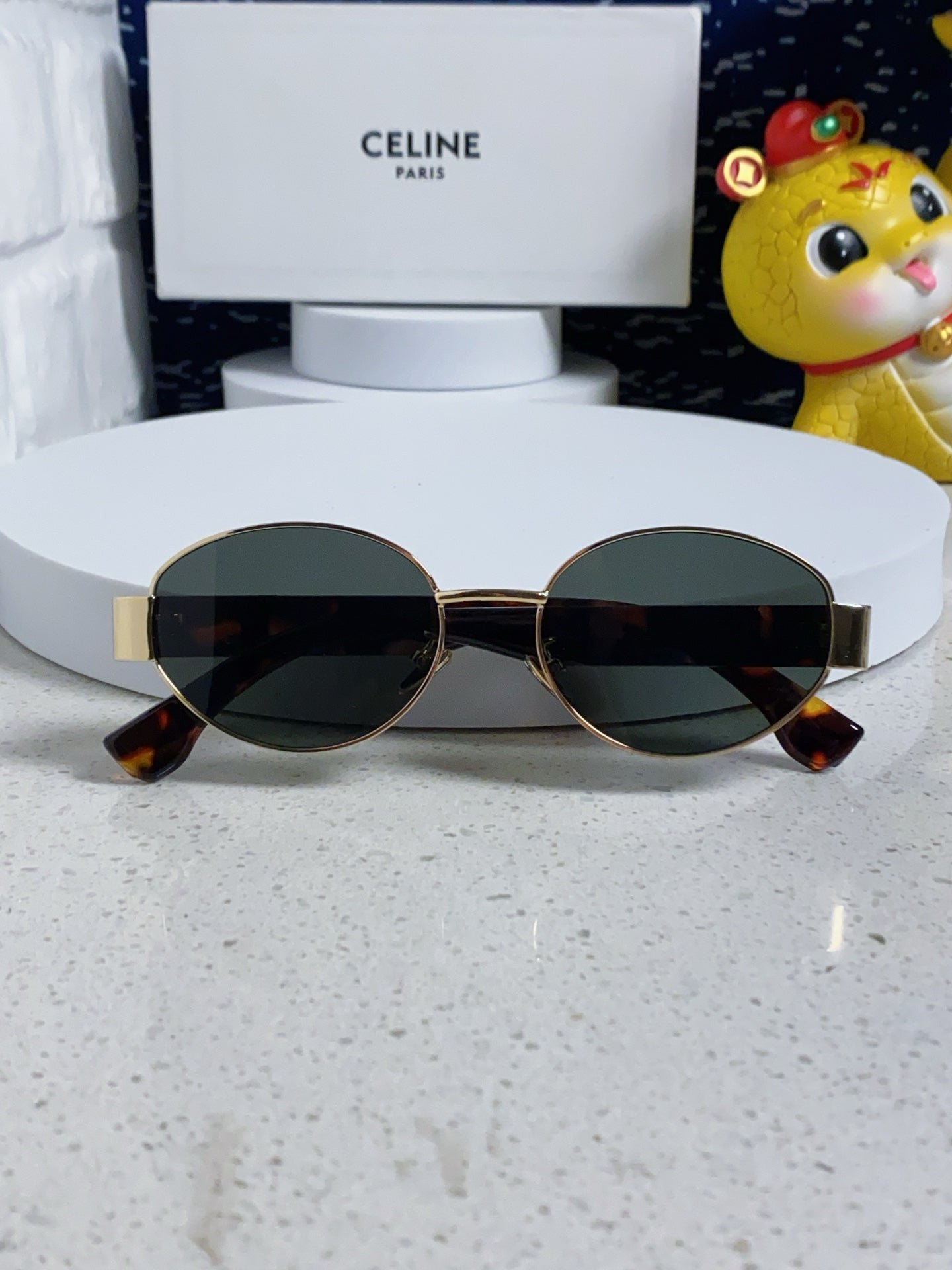 Alternative view of TRIOMPHE SUNGLASS 538531 IN HAVANA ACETATE BLACK LENSES