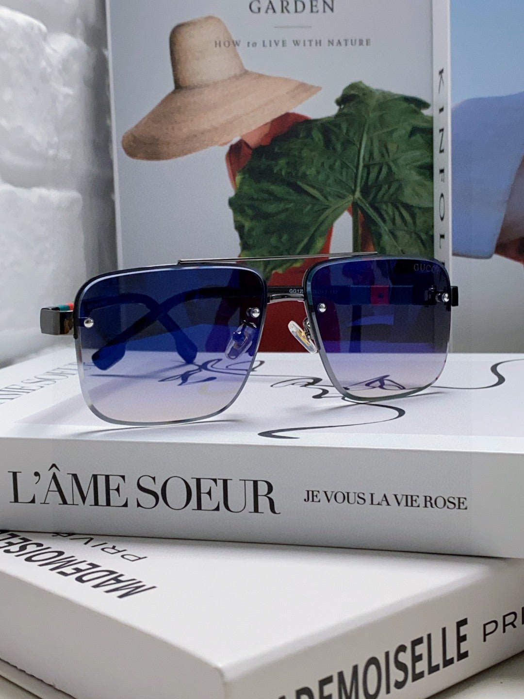 RECTANGULAR FRAME SUNGLASSES 576873 IN METAL - Image 12