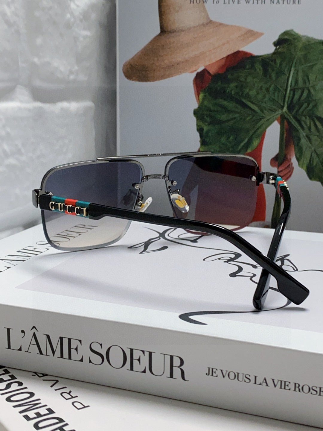 RECTANGULAR FRAME SUNGLASSES 576873 IN METAL - Image 7