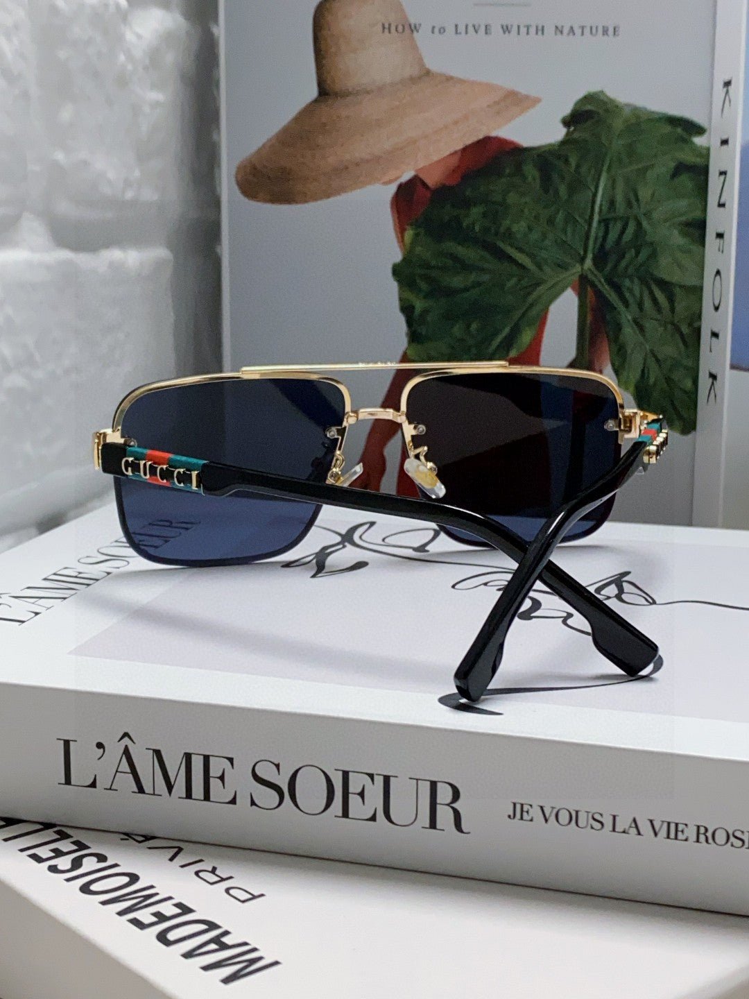 RECTANGULAR FRAME SUNGLASSES 576873 IN METAL - Image 5