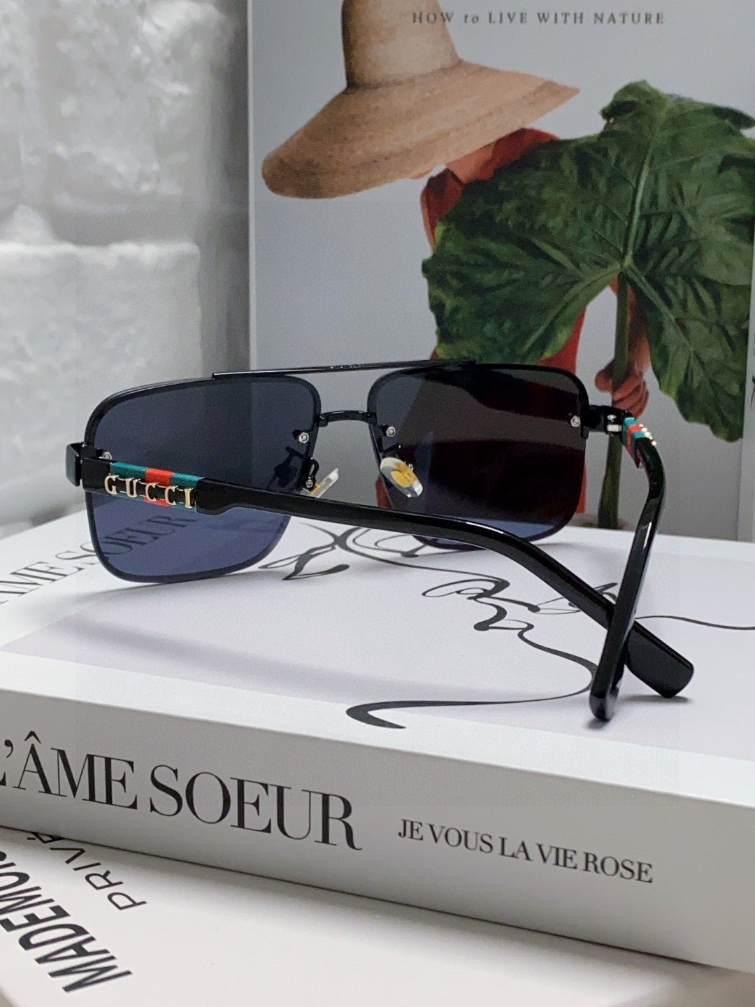 RECTANGULAR FRAME SUNGLASSES 576873 IN METAL - Image 6