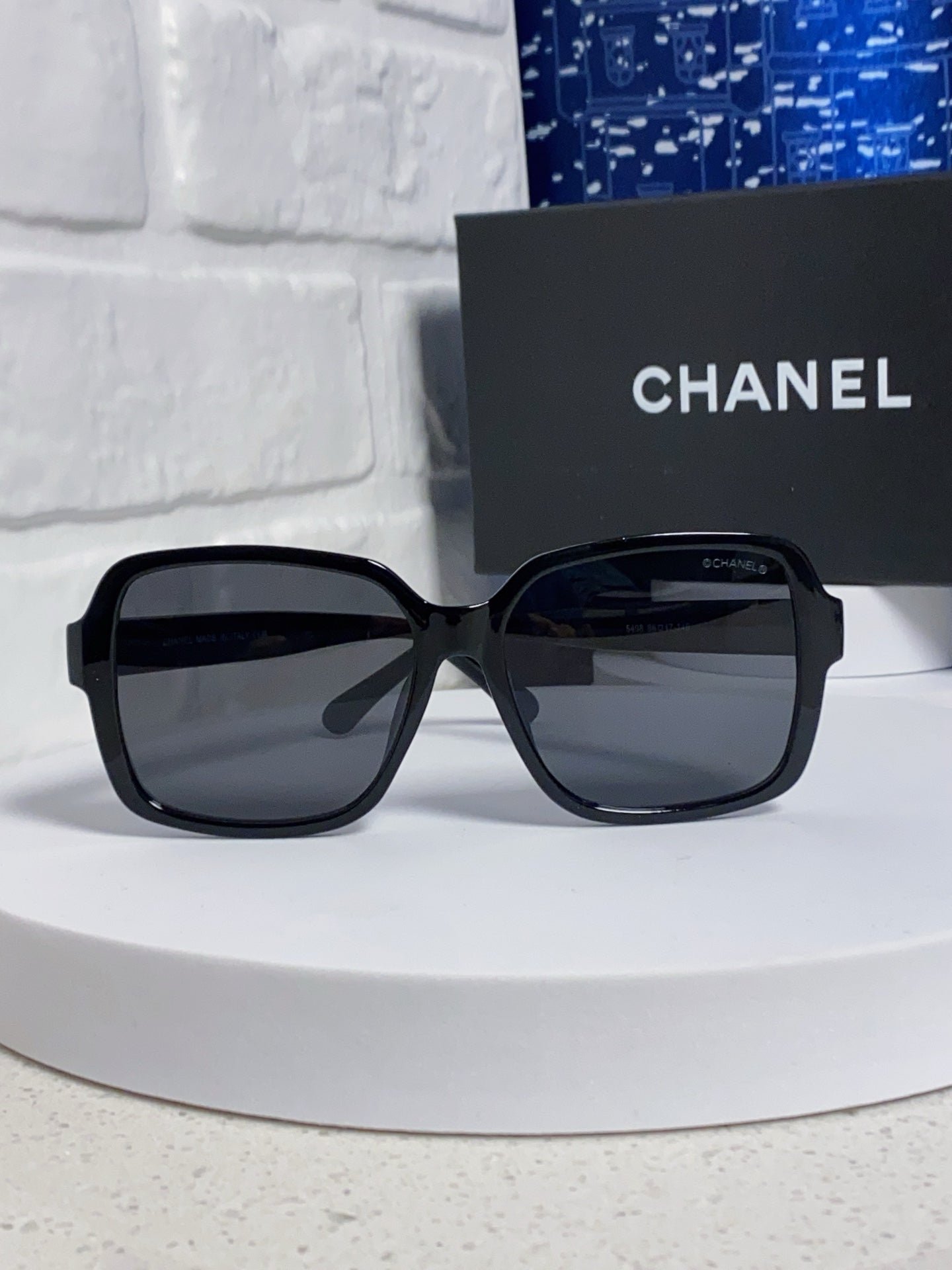Alternative view of CHANEL SQUARE SUNGLASSES 638932 IN BLACK ACETATE
