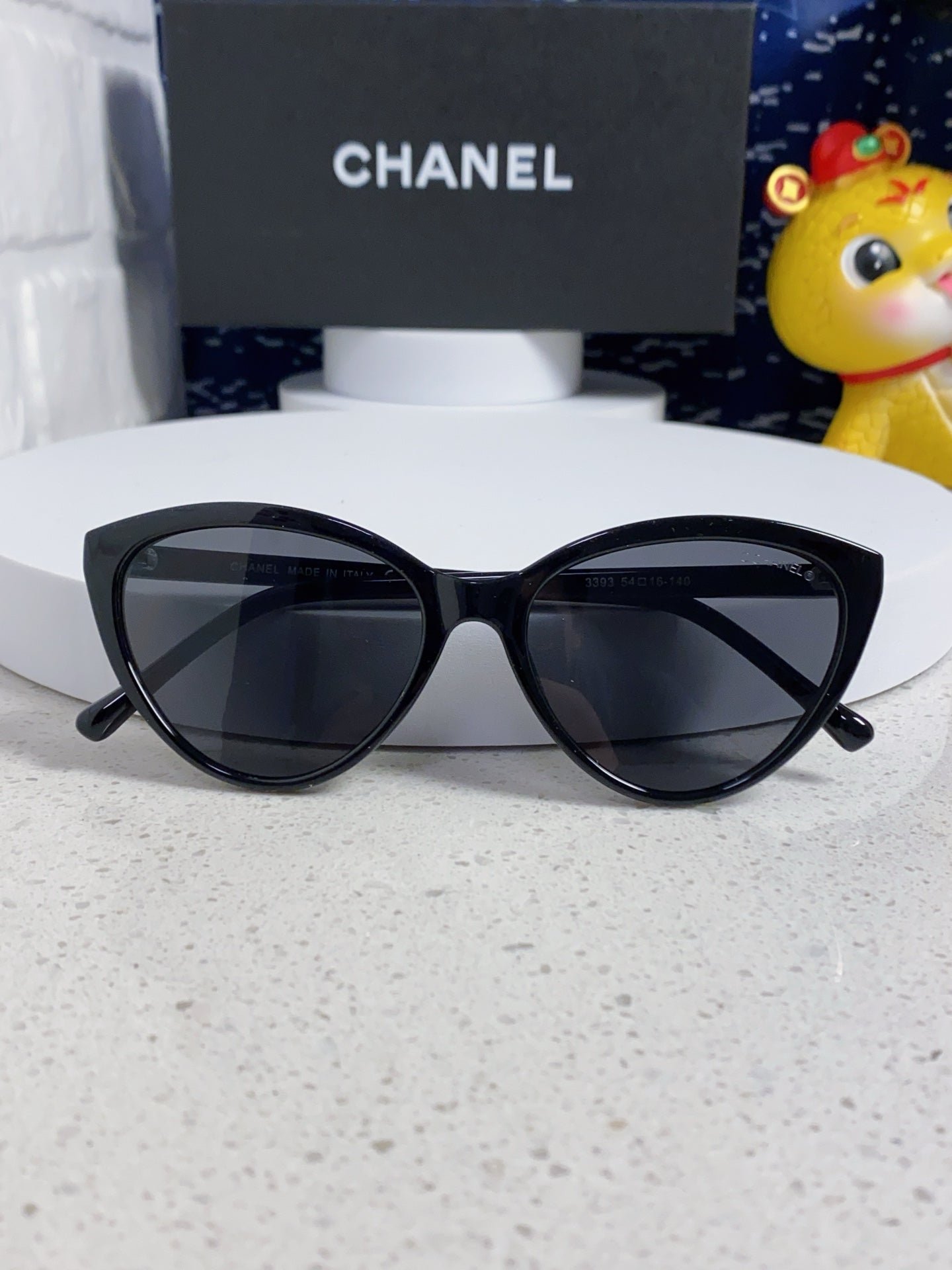 Alternative view of CHANEL CAT EYE SUNGLASSES CH3393 IN BLACK ACETATE BLACK LENSES