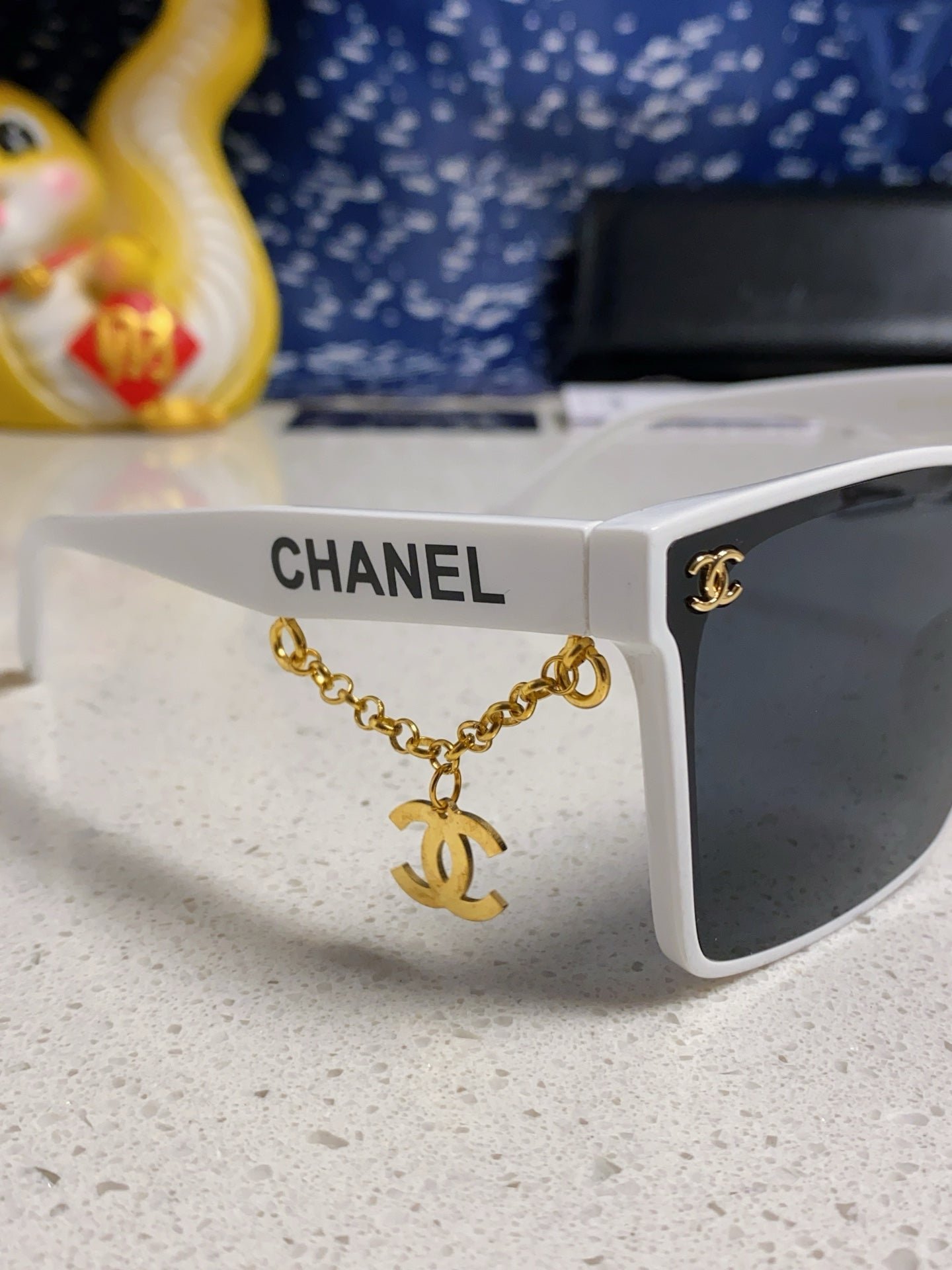 Chanel White Acetate Square Shades - Image 8