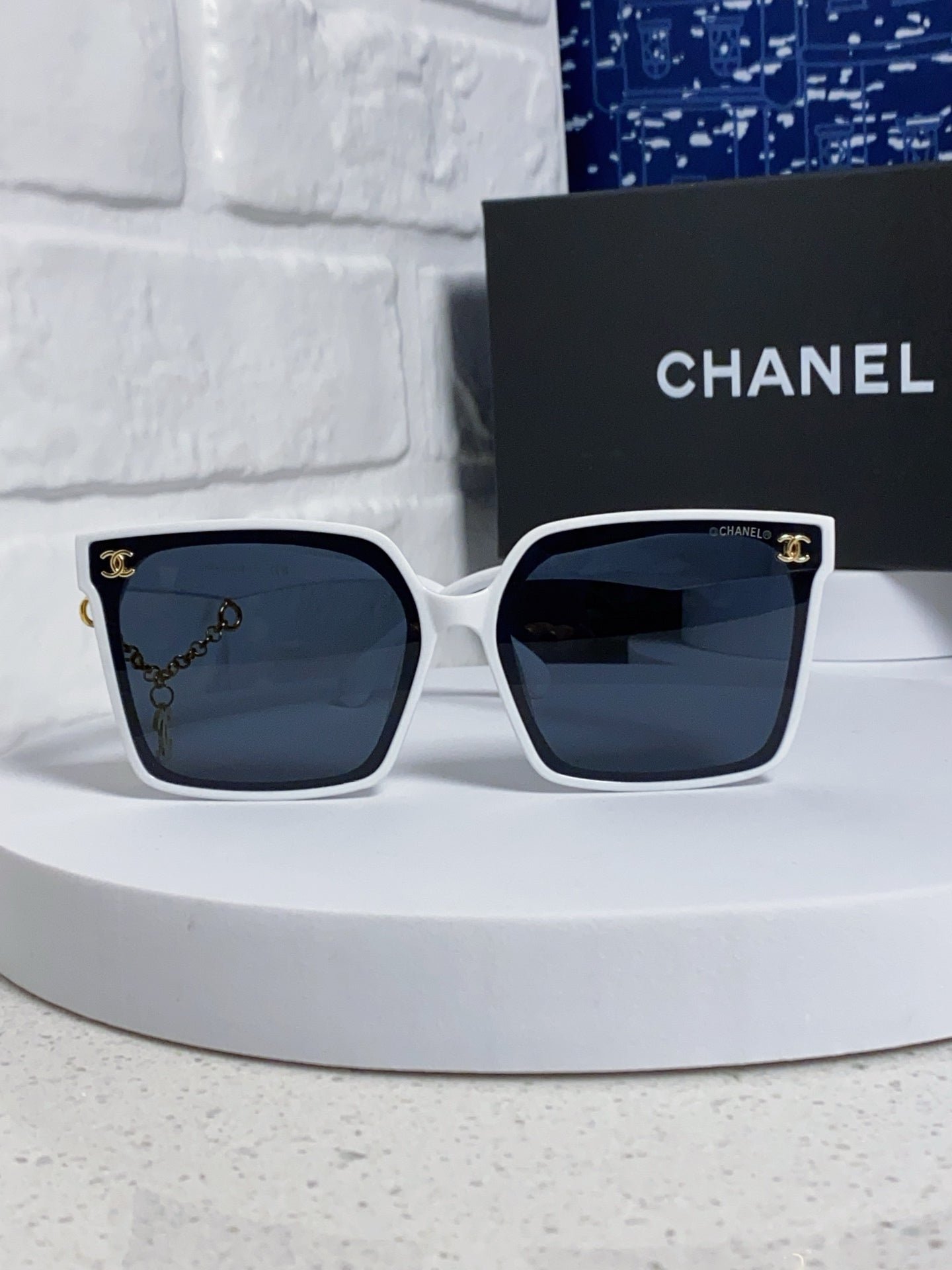 Chanel White Acetate Square Shades - Image 6