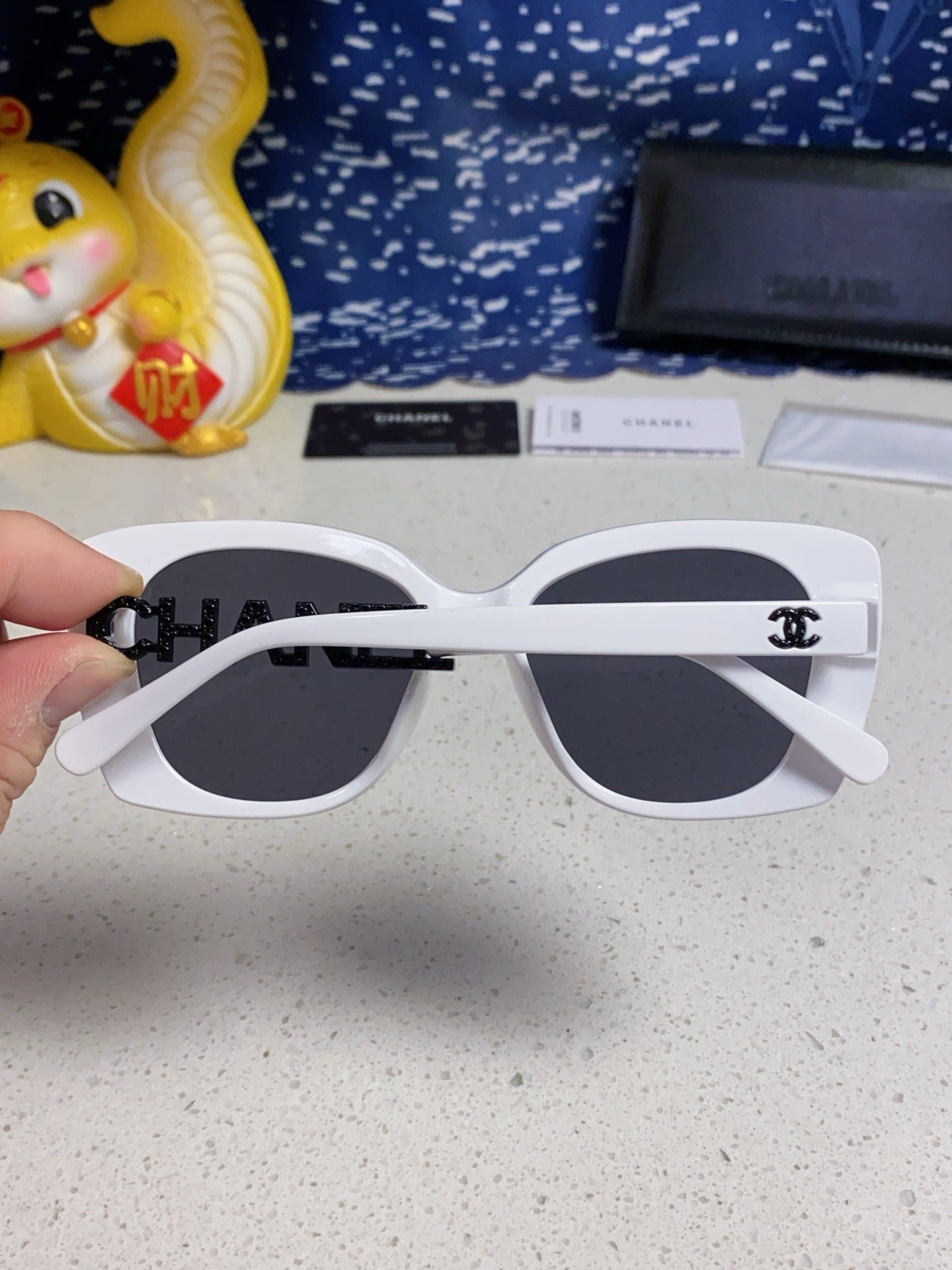 Chanel White Letter Square Sunglasses - Image 6