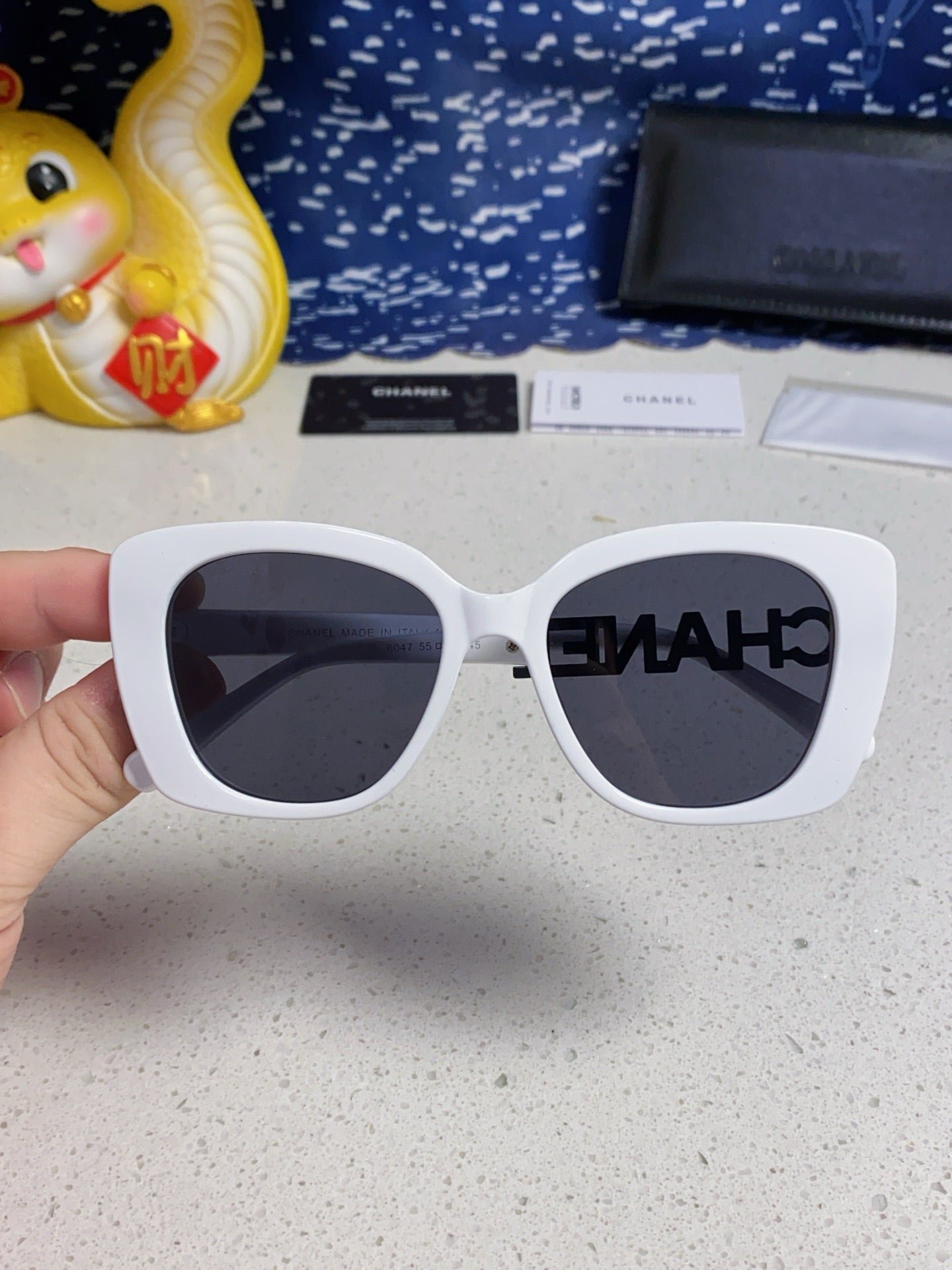 Chanel White Letter Square Sunglasses - Image 3