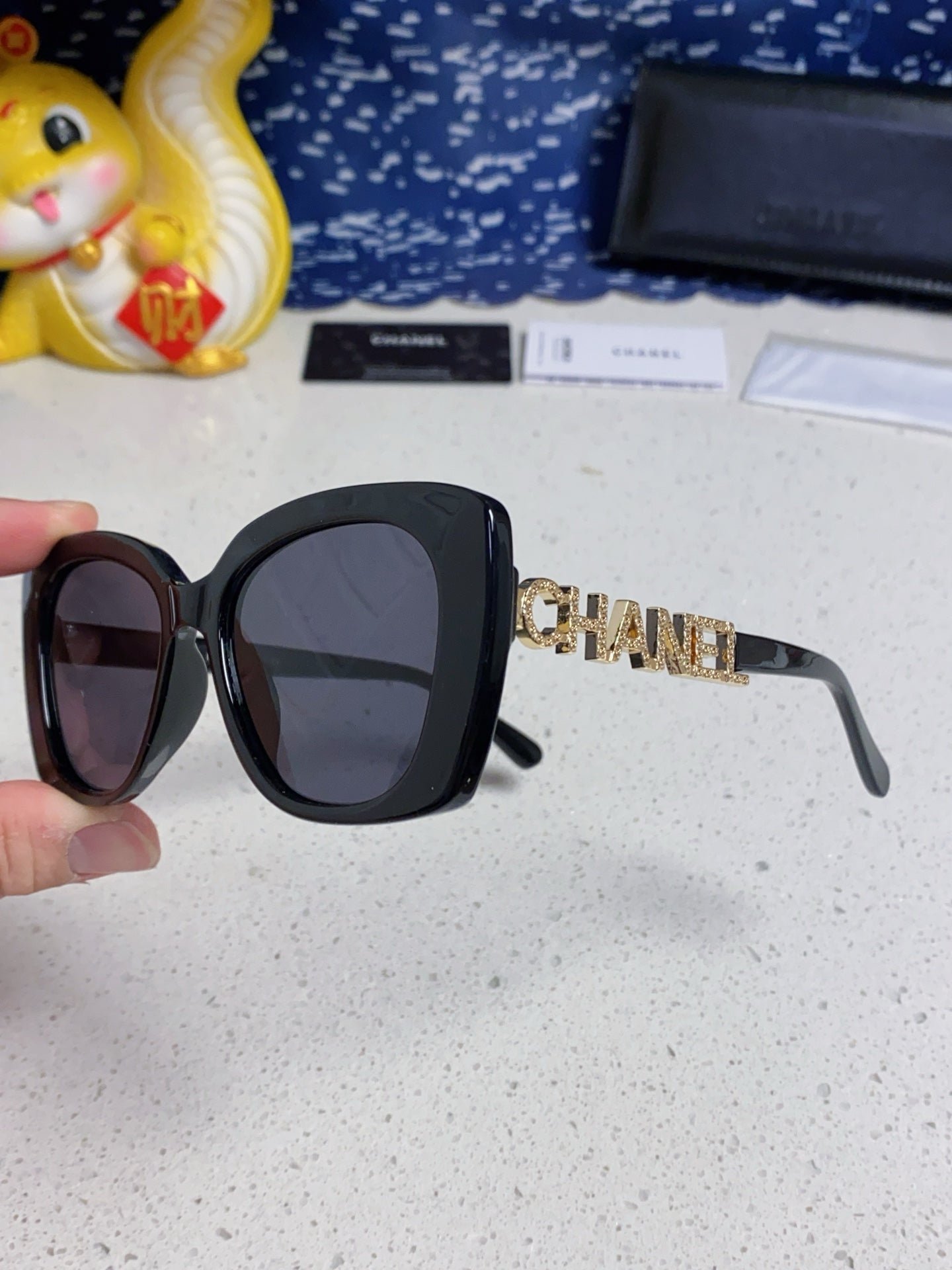 Chanel Gold Detail Square Sunglasses - Image 8