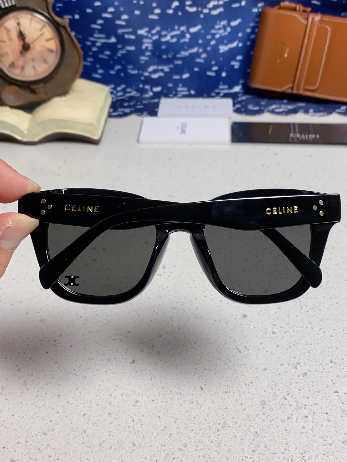 CELINE Black Triomphe Square Shades - Image 8