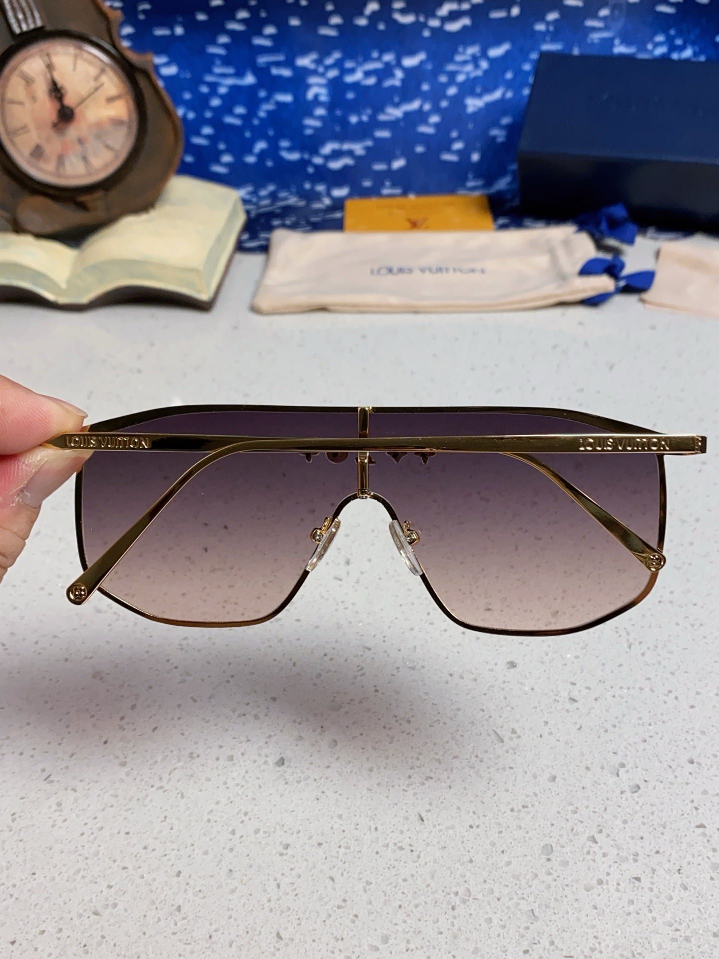 LV Gold Frame Gradient Lens Sunglasses - Image 7