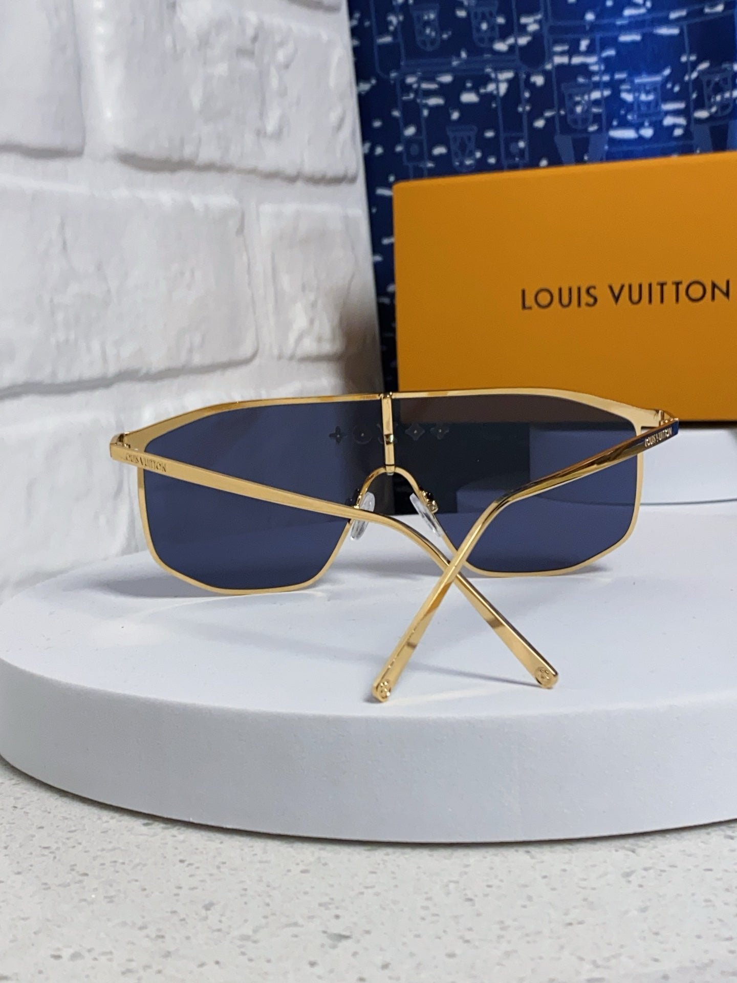 LV Gold Frame Dark Tint Lens Sunglasses - Image 8