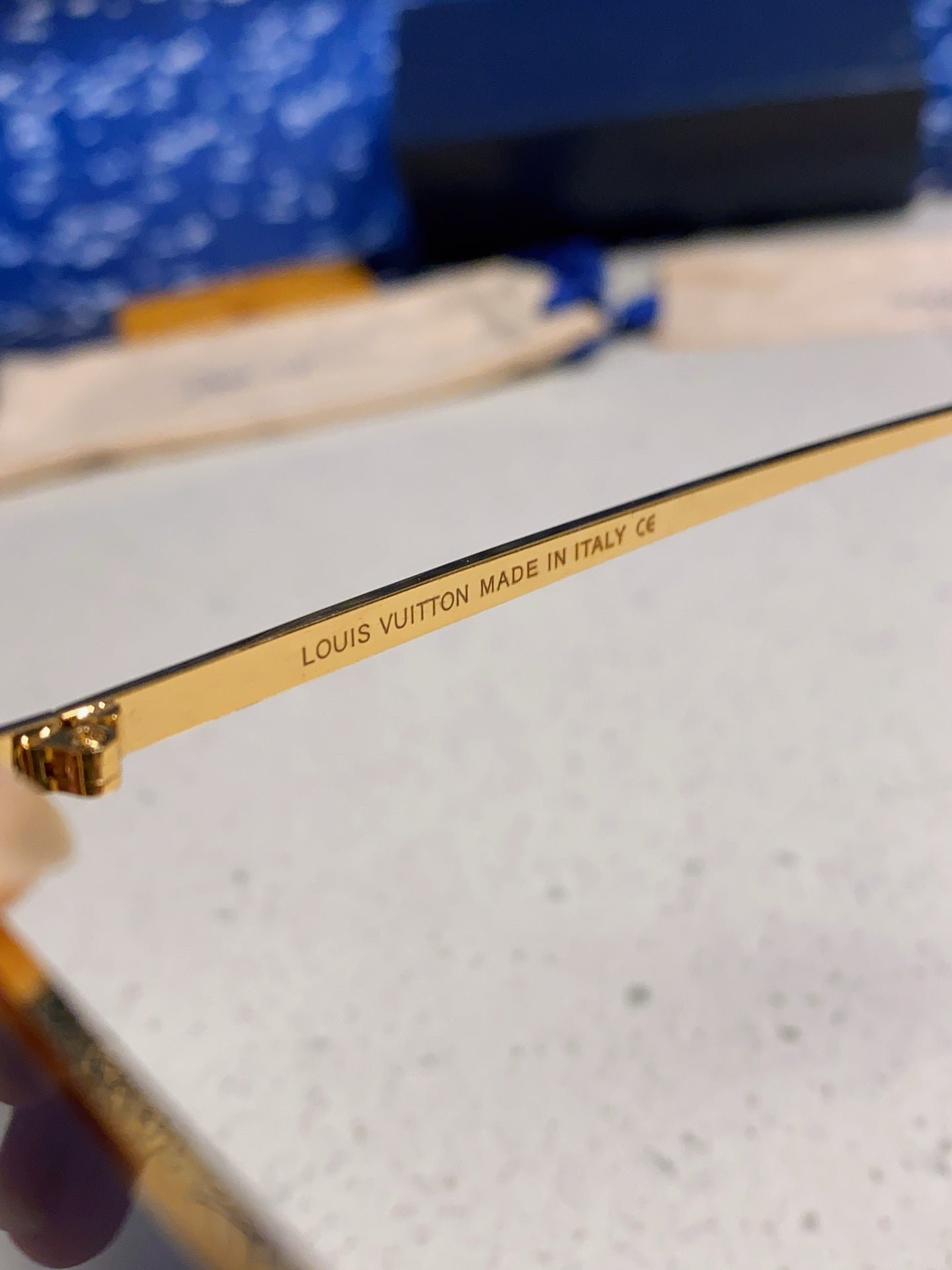 LV Gold Frame Dark Tint Lens Sunglasses - Image 9