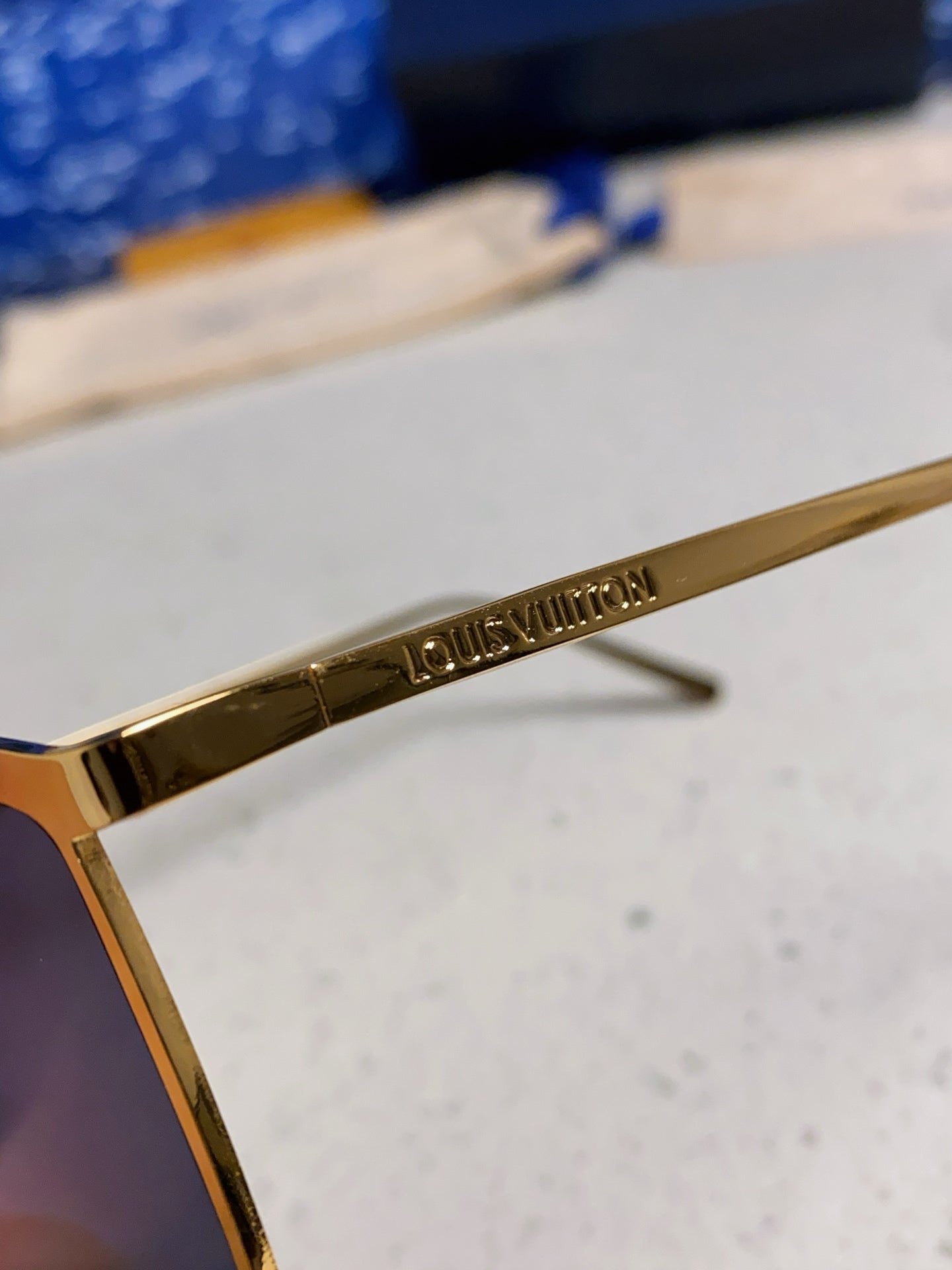 LV Gold Frame Dark Tint Lens Sunglasses - Image 10