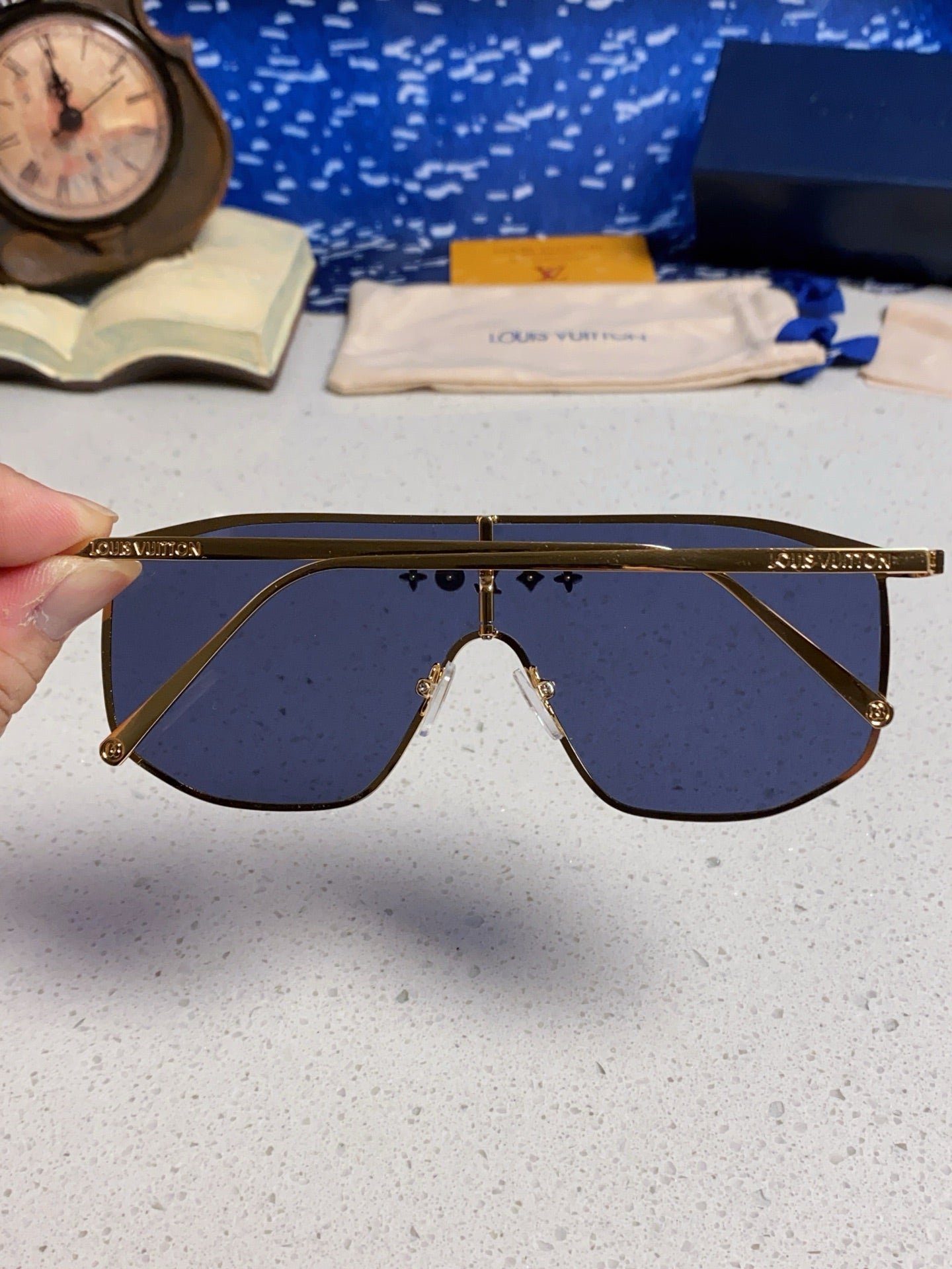 LV Gold Frame Dark Tint Lens Sunglasses - Image 7