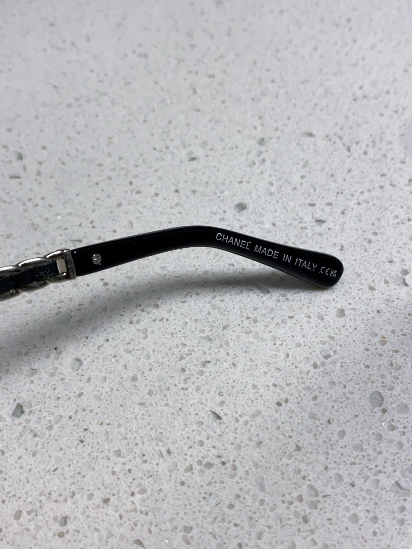Chanel Silver Chain Black Square Sunglasses - Image 8