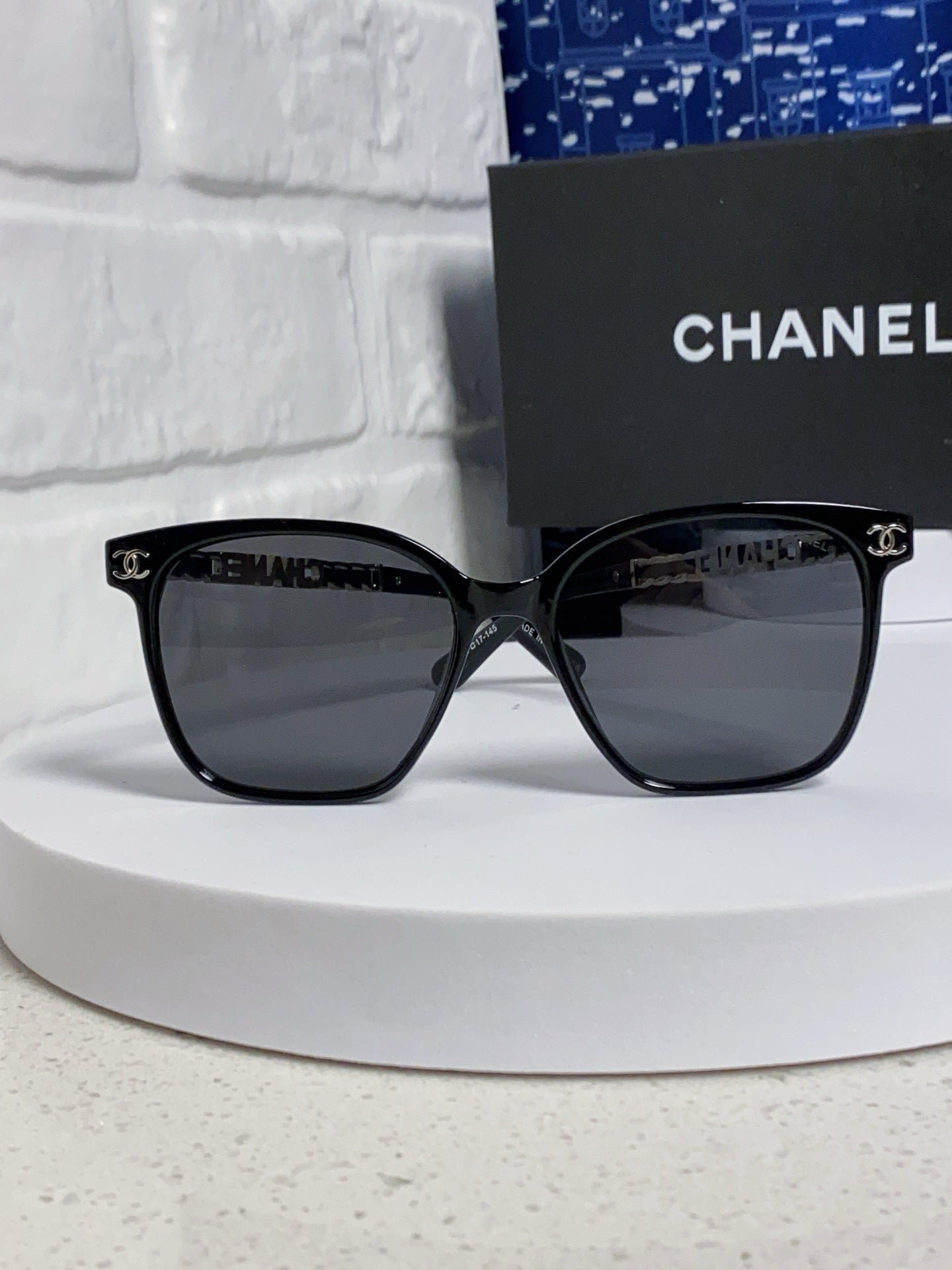 Chanel Silver Chain Black Square Sunglasses - Image 10