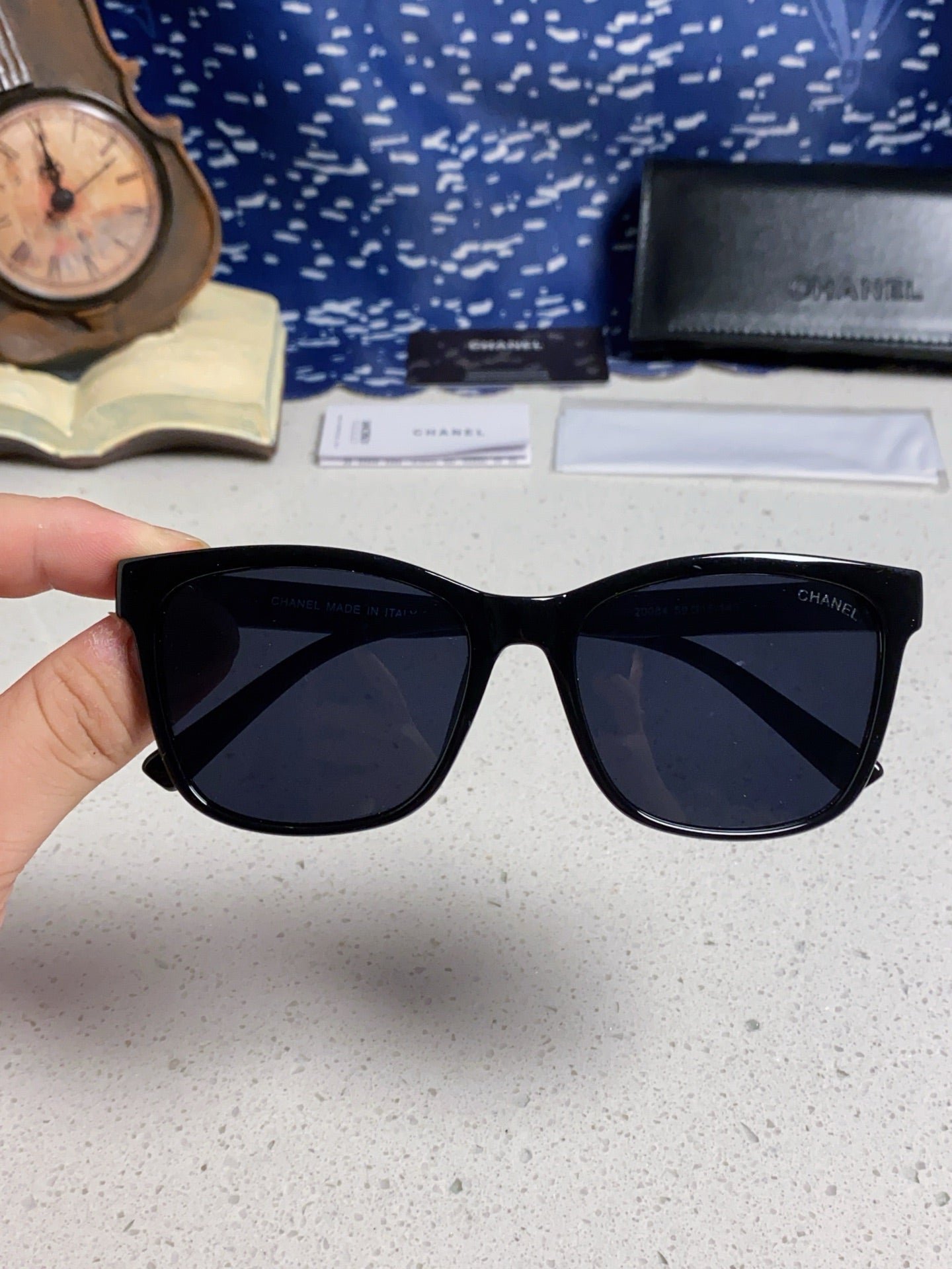 Alternative view of CHANEL SQUARE SUNGLASSES 3392 IN BLACK ACETATE BLACK LENSES