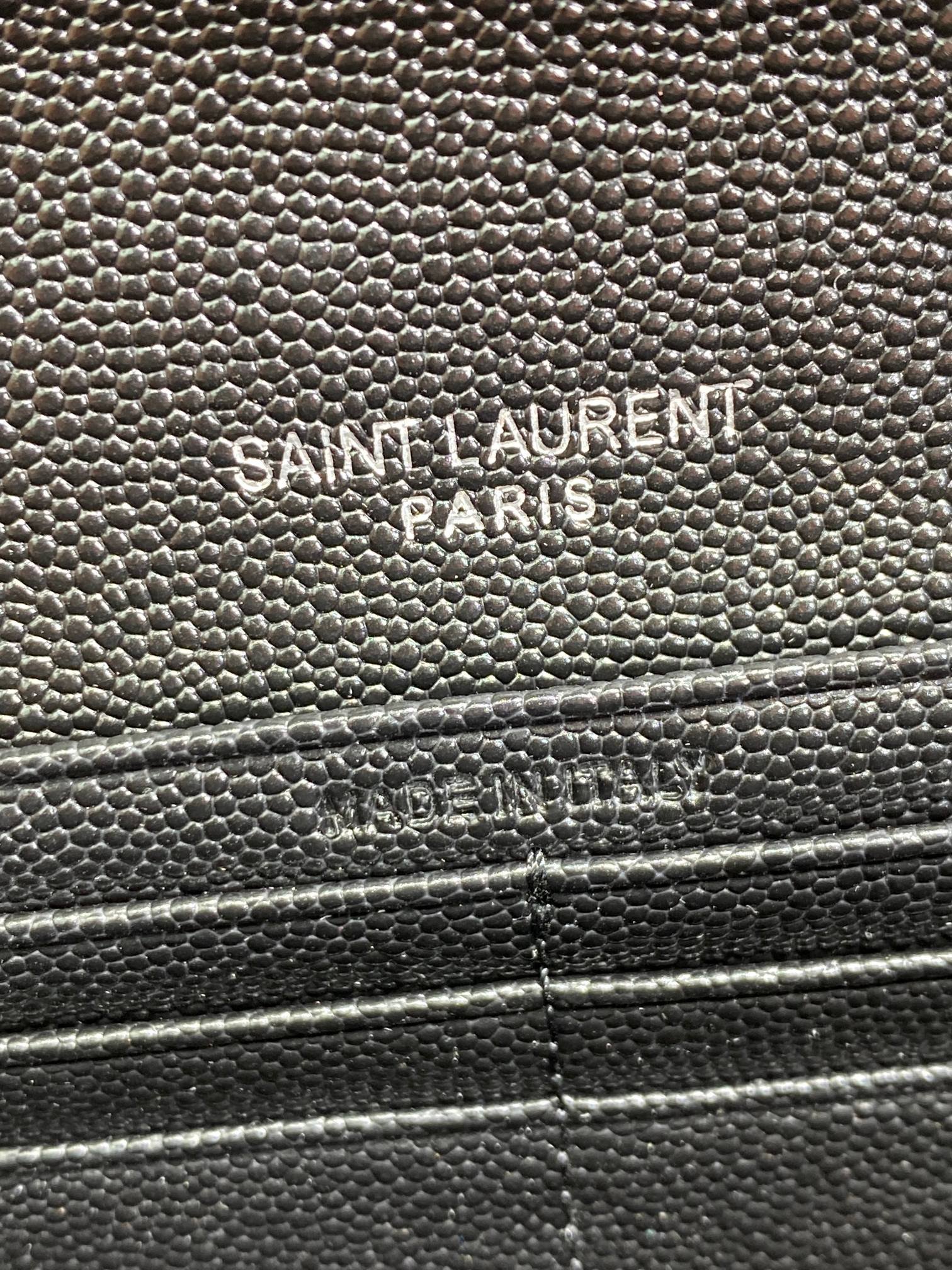 YSL Black V-Quilted Leather Envelope Wallet - Image 4