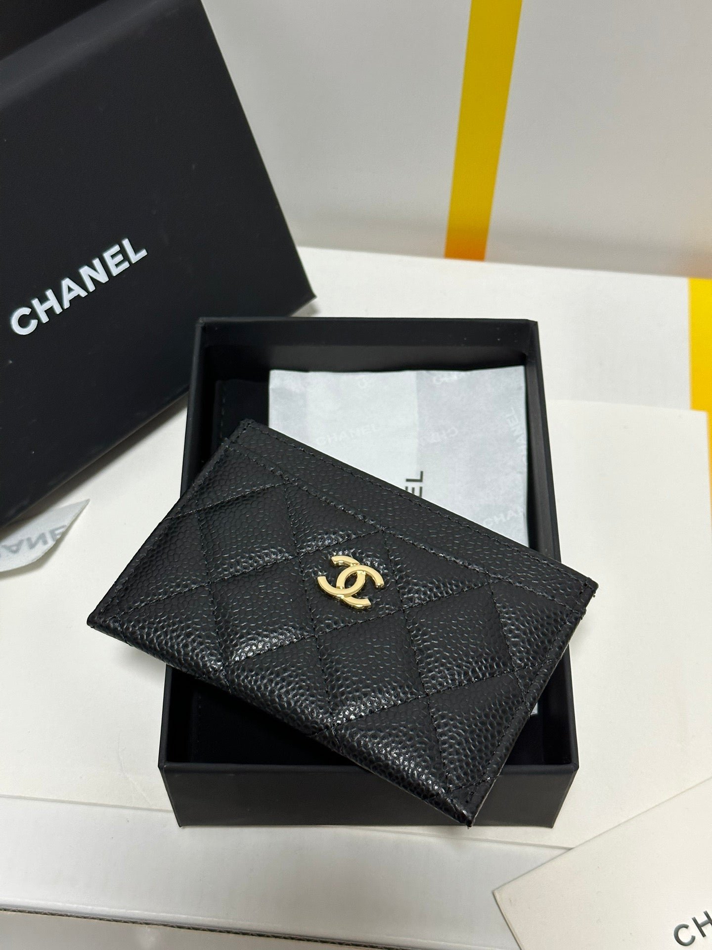 Alternative view of CC Classic Card Holder Black Quilted Caviar Gold Buckle 243696